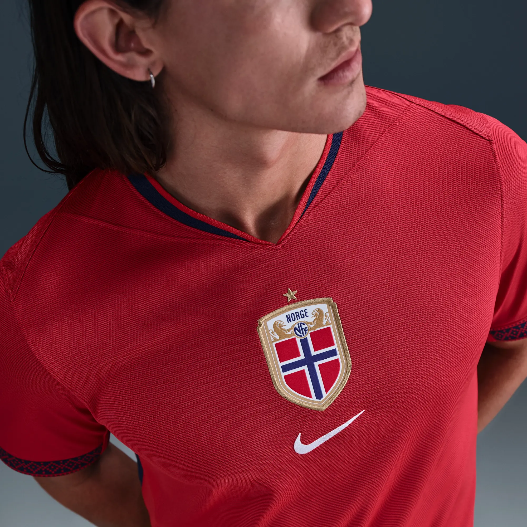 Norway 2025 Stadium Home (Women's Team) Men's Nike Dri-FIT Soccer Replica Jersey - Red - Polyester