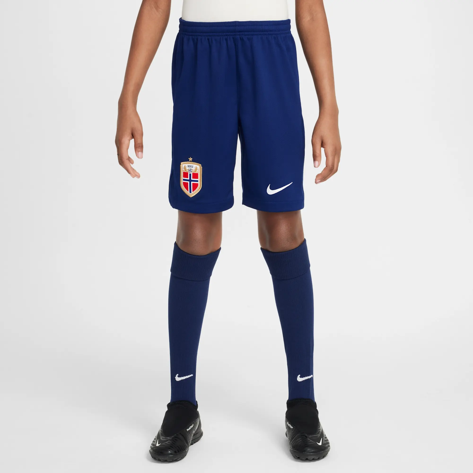 Norway 2025/26 Stadium Home Older Kids' Nike Dri-FIT Football Replica Shorts - Blue - Polyester