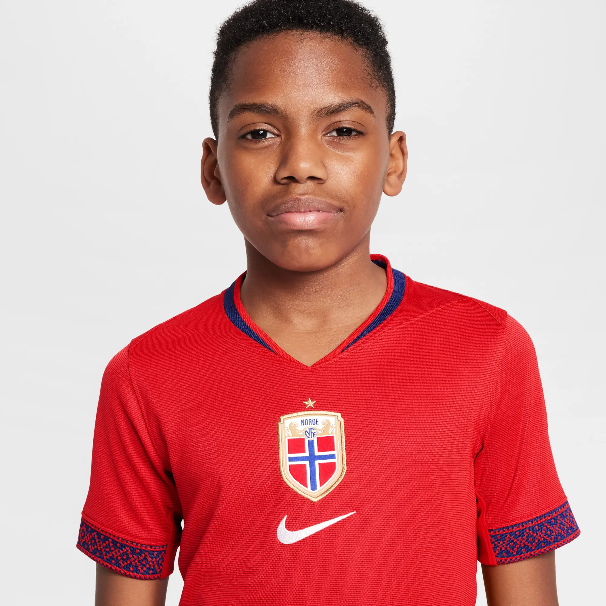 Norway 2025 Stadium Home (Women's Team) Big Kids' Nike Dri-FIT Soccer Replica Jersey - Red - Polyester