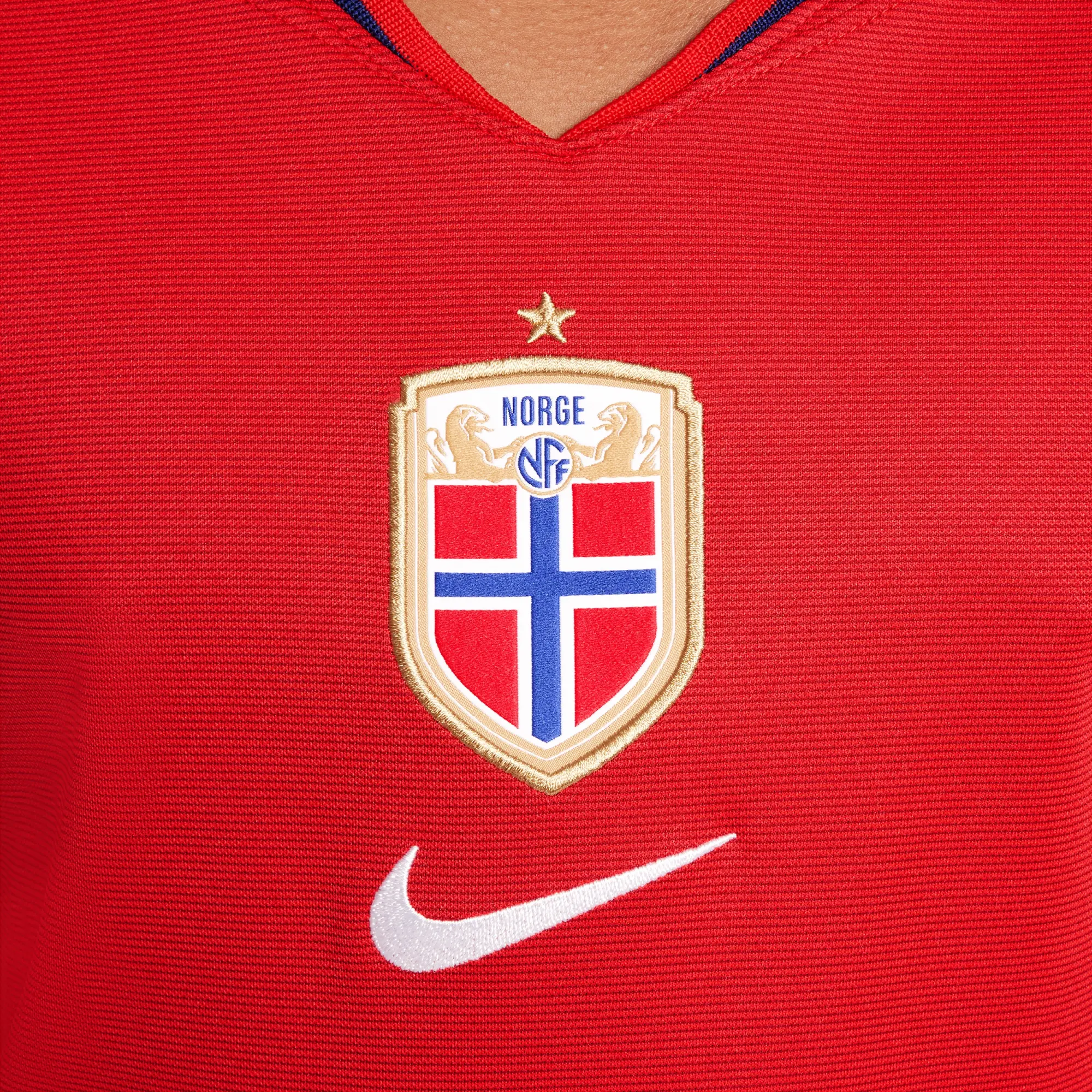 Norway 2025 Stadium Home (Women's Team) Big Kids' Nike Dri-FIT Soccer Replica Jersey - Red - Polyester