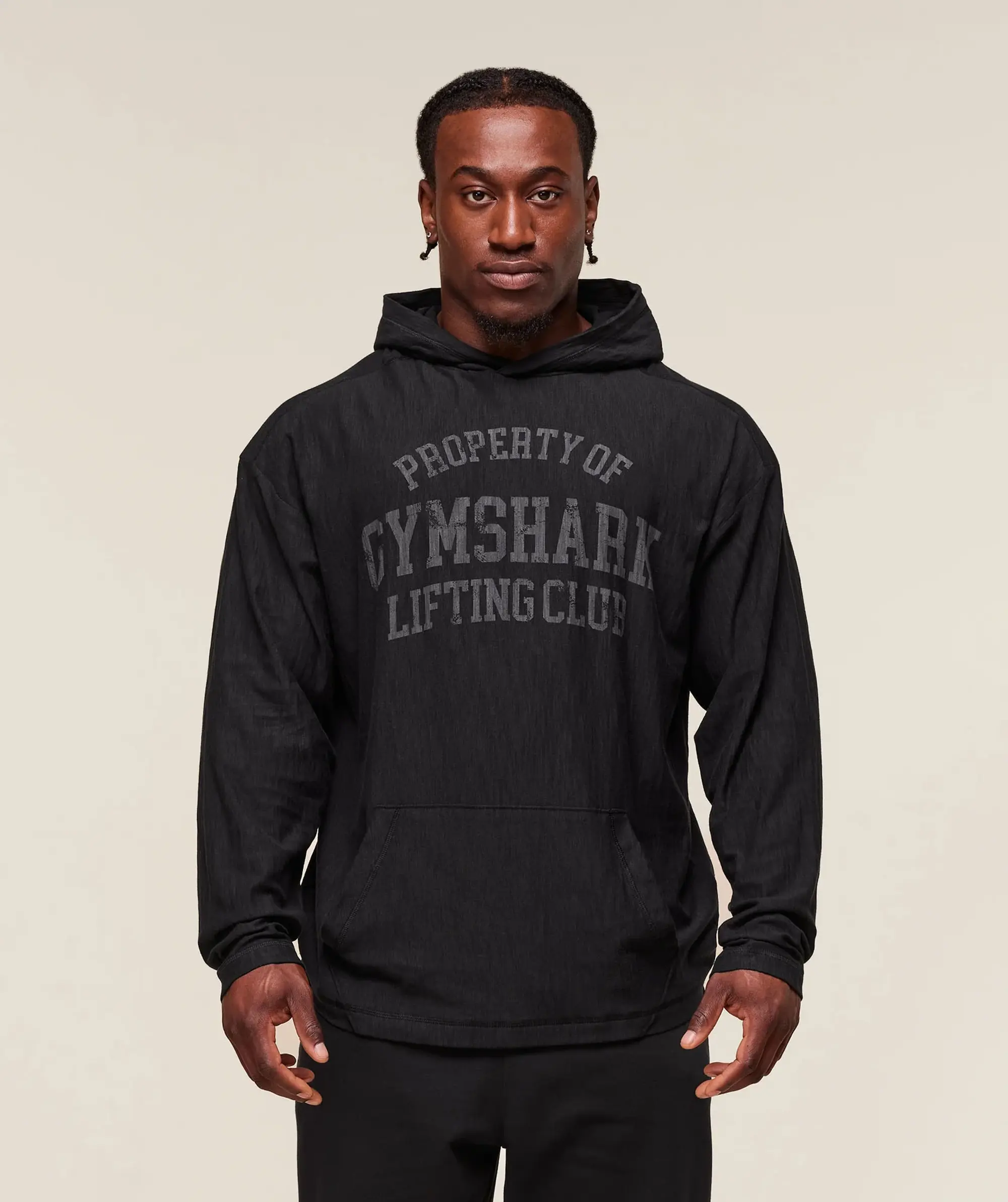 Lightweight Slub Textured Hoodie - Black