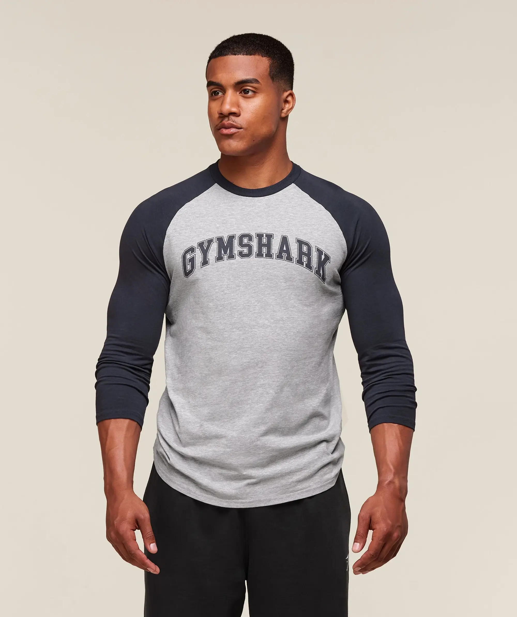  GSLC Raglan 3/4 Sleeve T-Shirt - Light Grey Core Marl/Heavy Blue