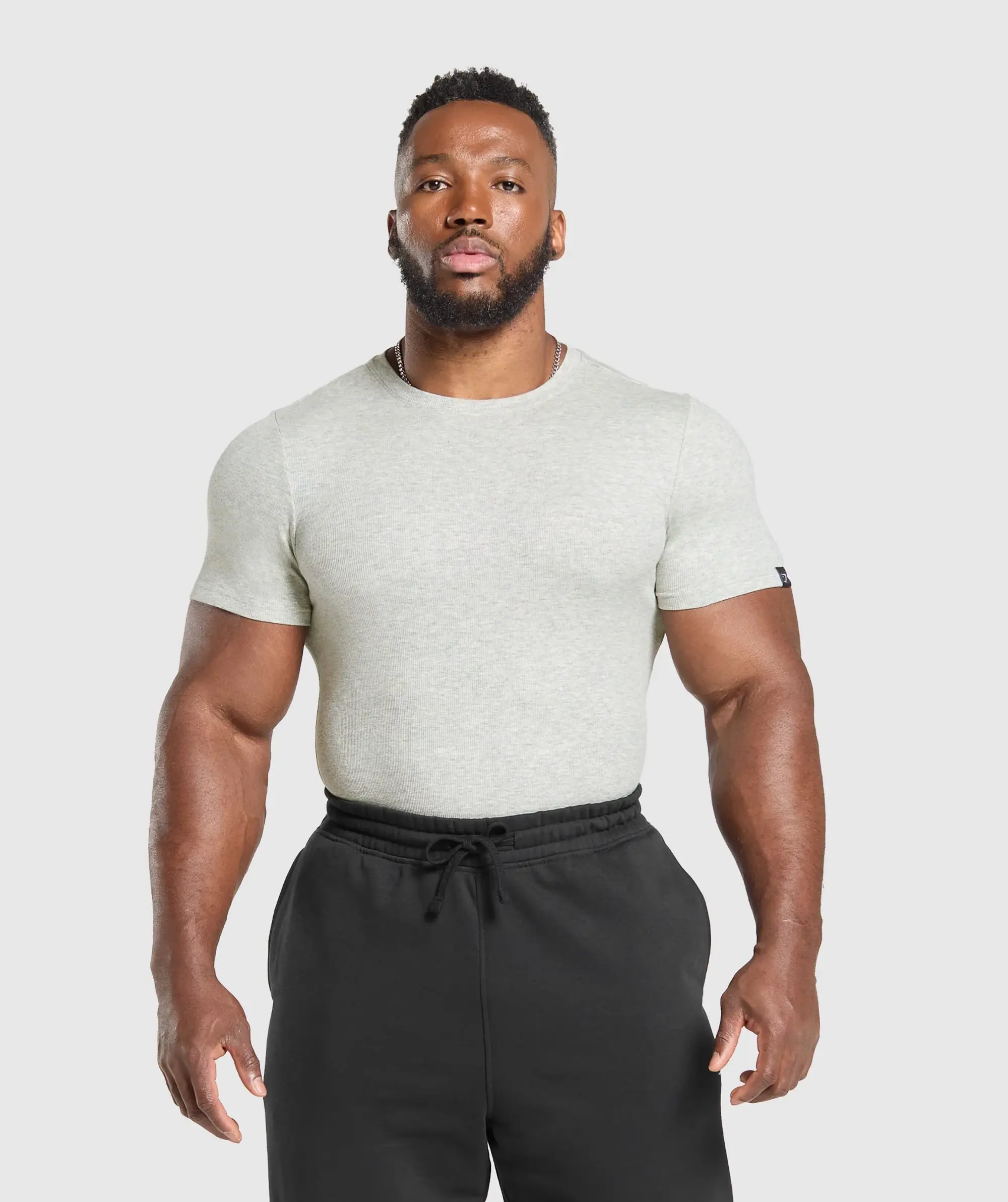  Ribbed T-Shirt - Stone Grey Marl