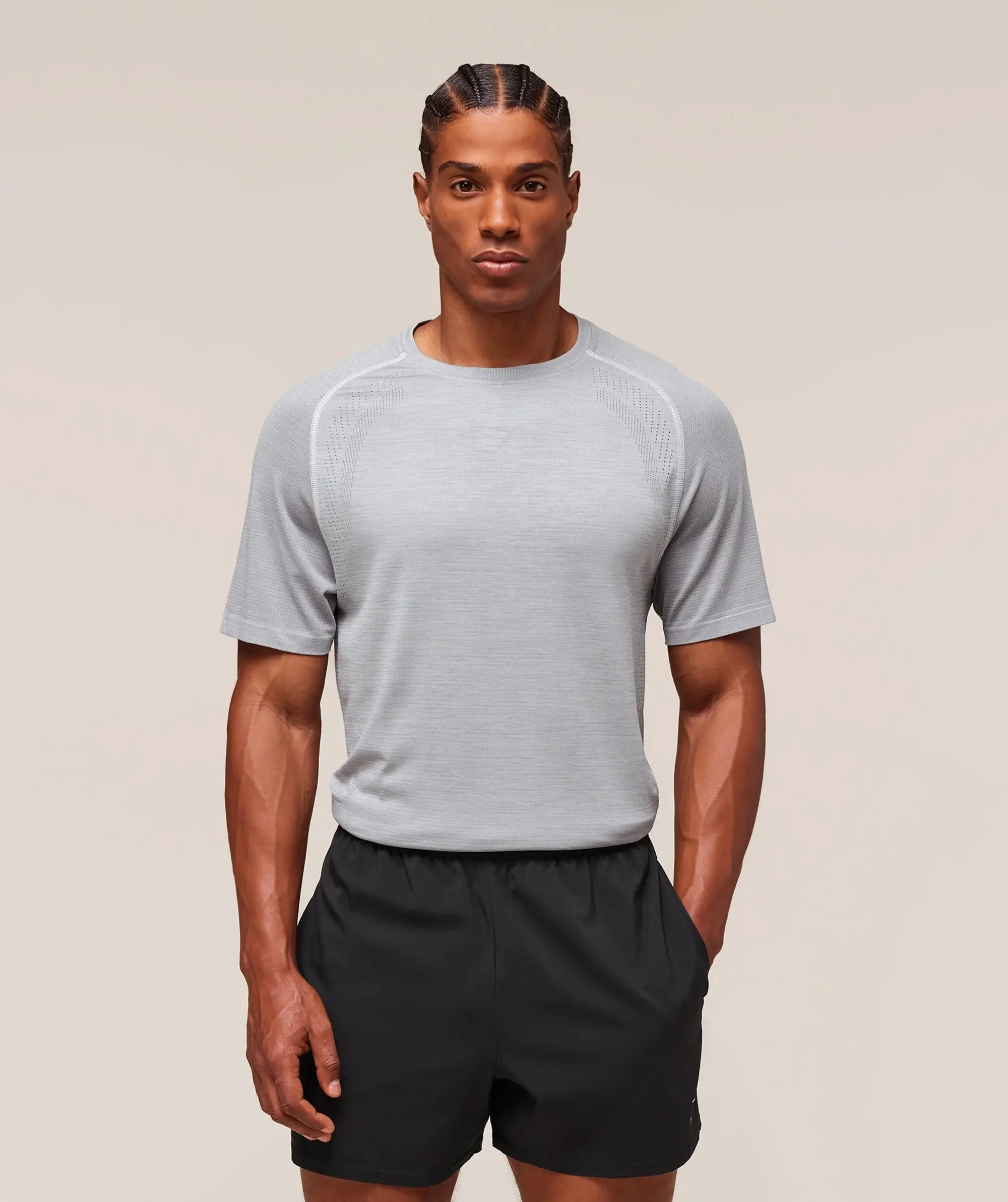  Versatile Seamless T-Shirt - Light Grey/Smokey Grey