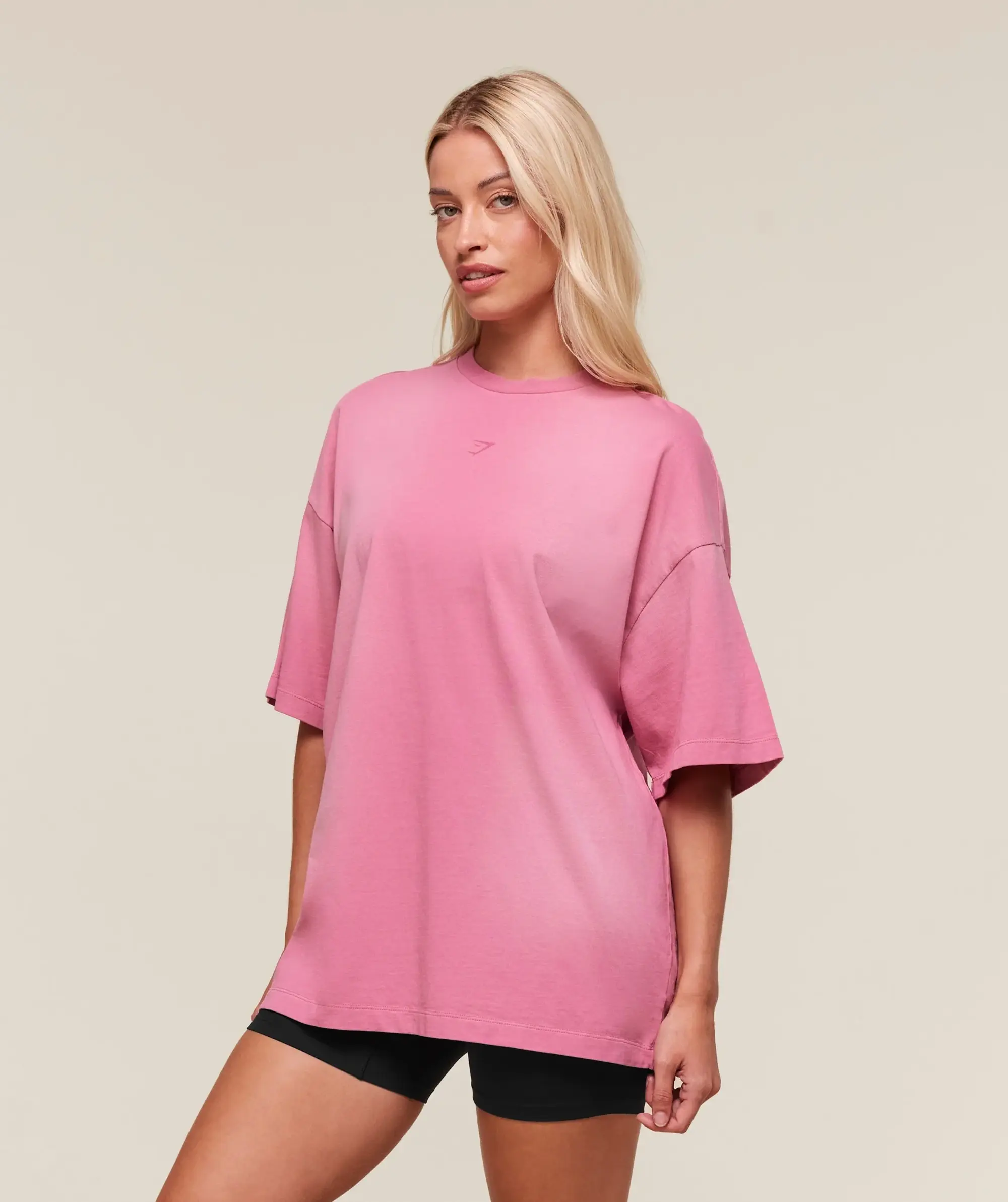  Summer Tie-Dye Graphic Oversized T-Shirt - Sunset Pink/Wash