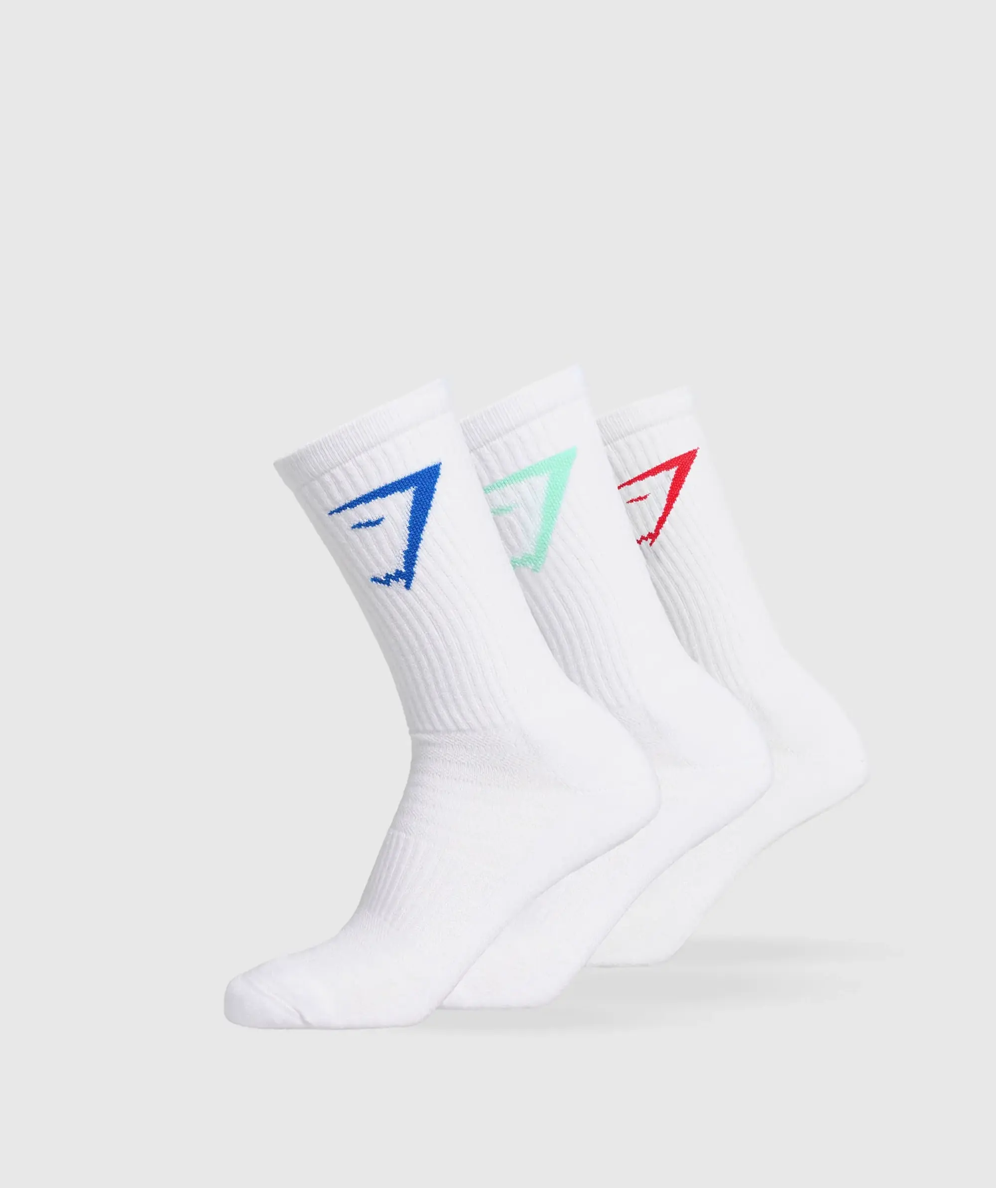  Crew Socks 3pk - Pop Turquoise/Coral Red/Barbell Blue