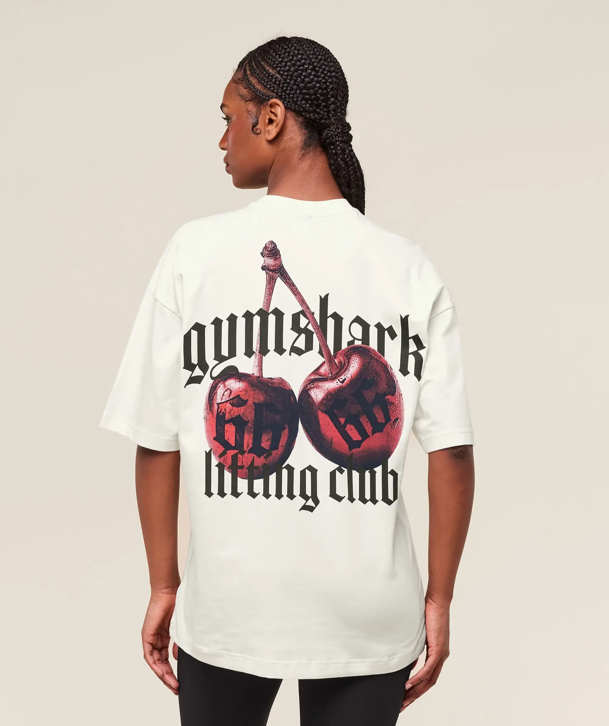  Cherry Graphic Oversized T-Shirt - Soft White