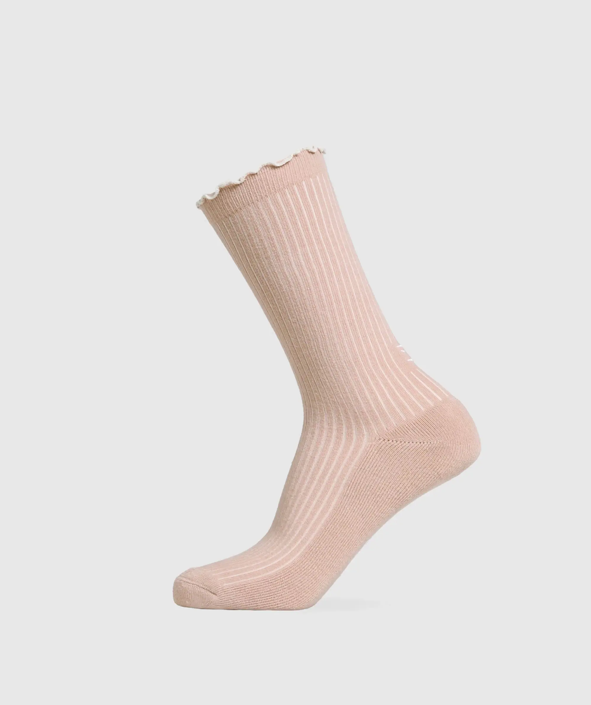  Frill Crew Single Sock - Rest Pink/Oat White