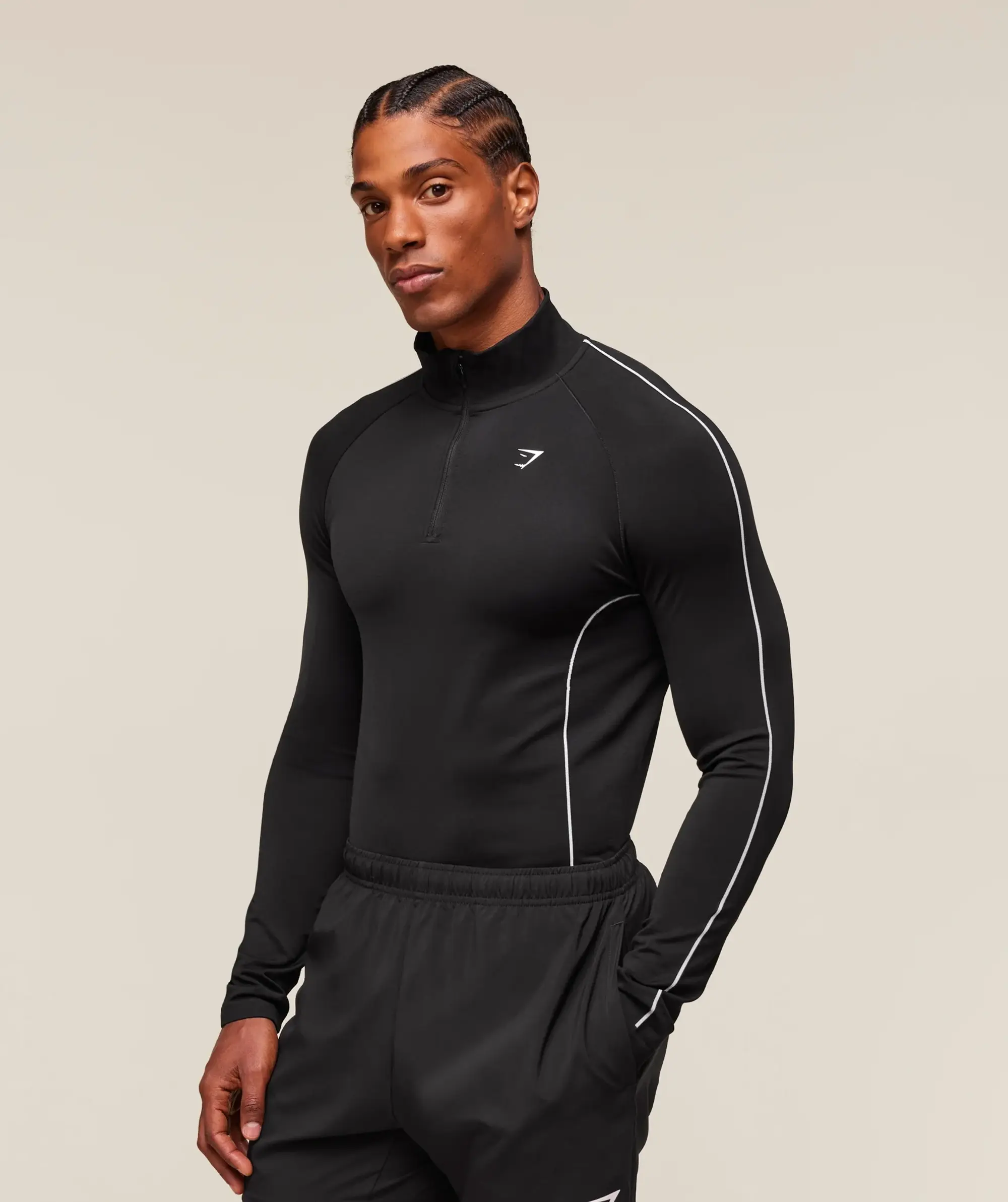  Clean Contour Seamless 1/4 Zip - Black/White