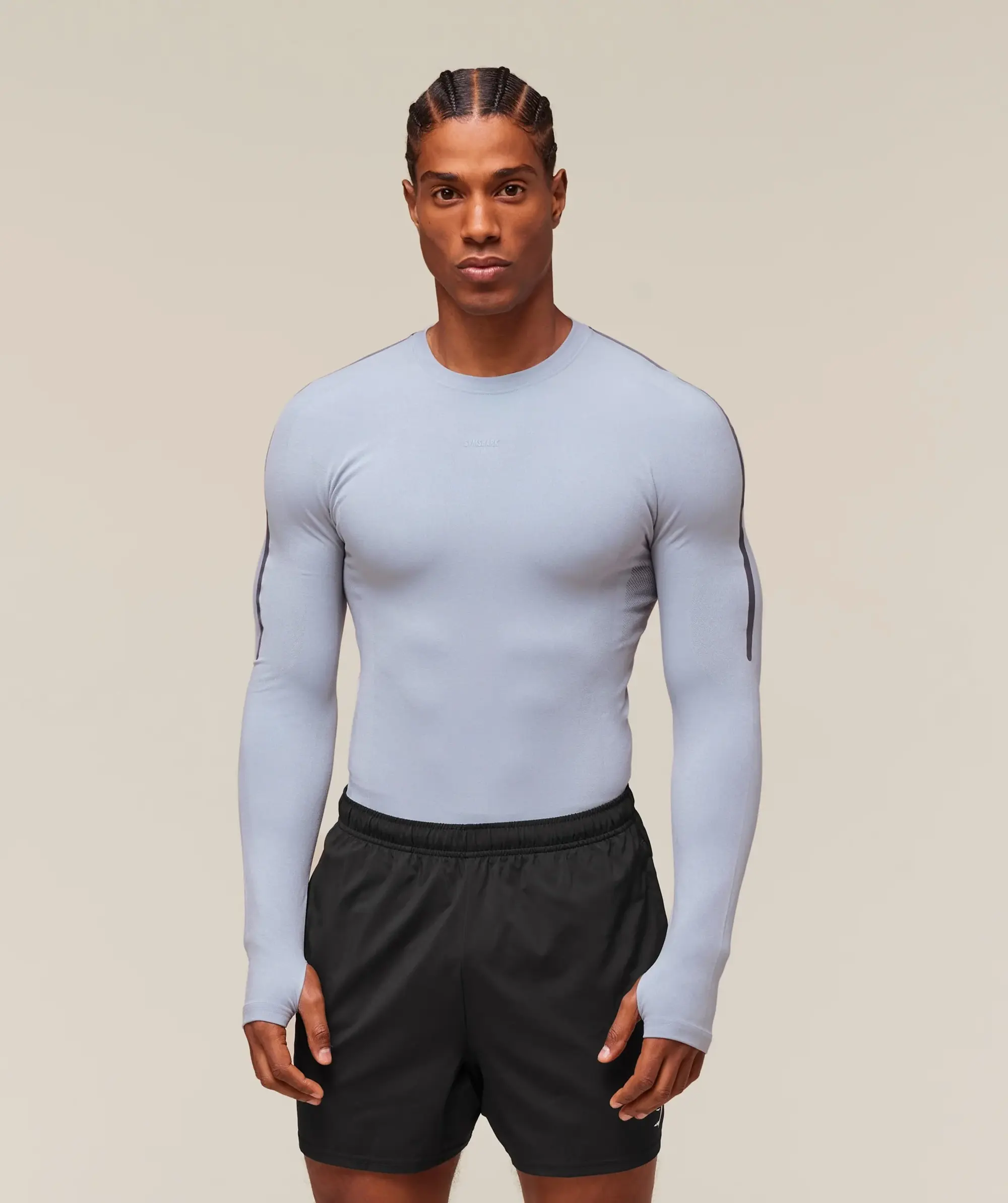  everywear Warp Knit Long Sleeve T-Shirt - Pale Blue