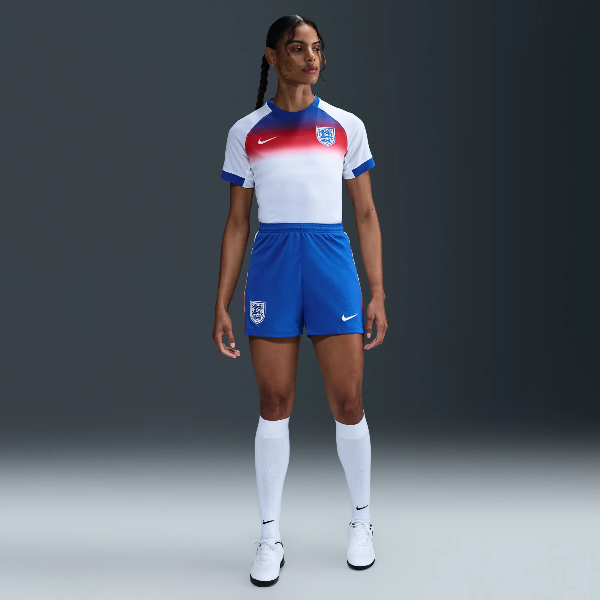 England 2025/26 Stadium Home Women's Nike Dri-FIT Football Replica Shorts - Blue - Recycled Polyester