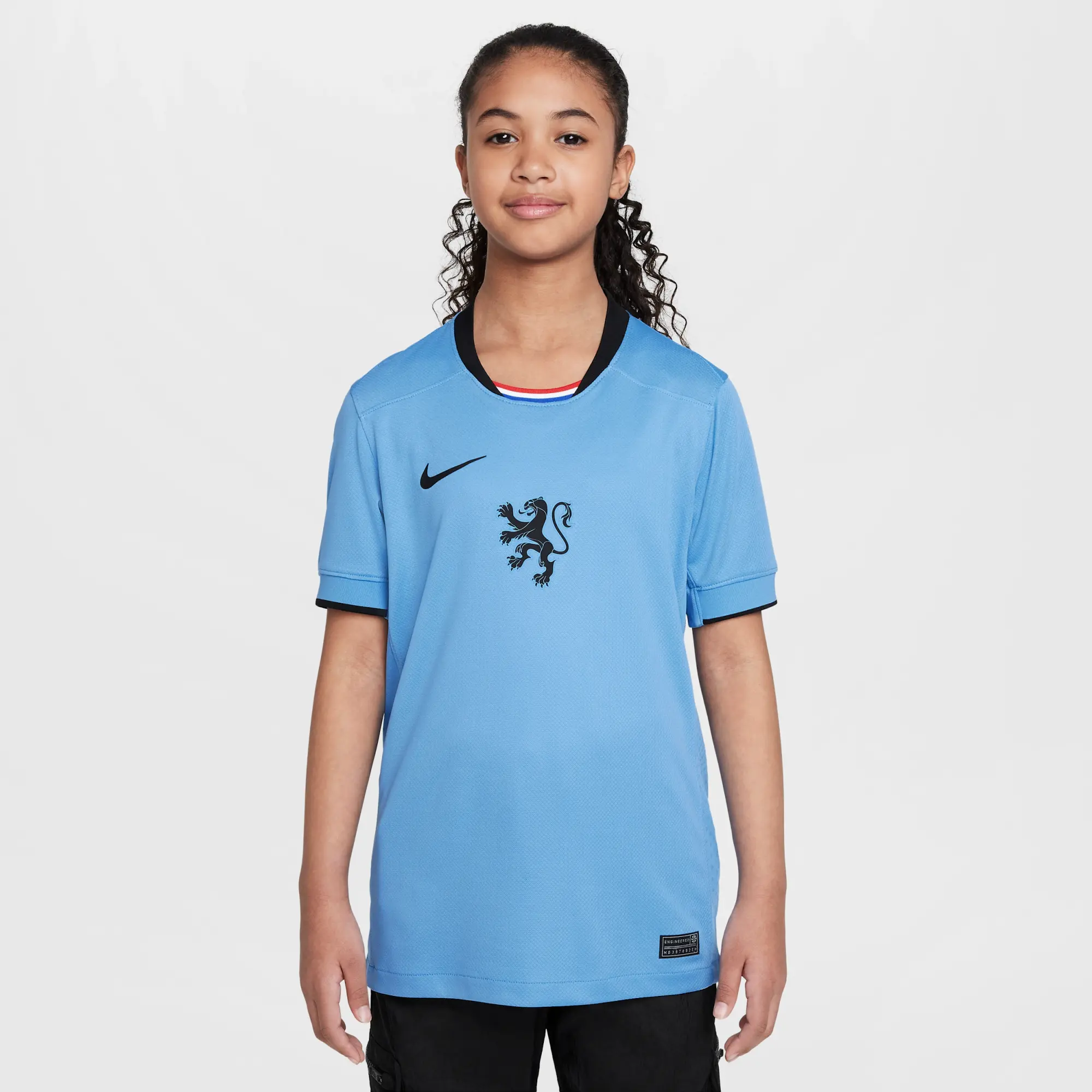 Netherlands 2025 Stadium Away (Women's Team) Big Kids' Nike Dri-FIT Soccer Replica Jersey - Blue - Polyester