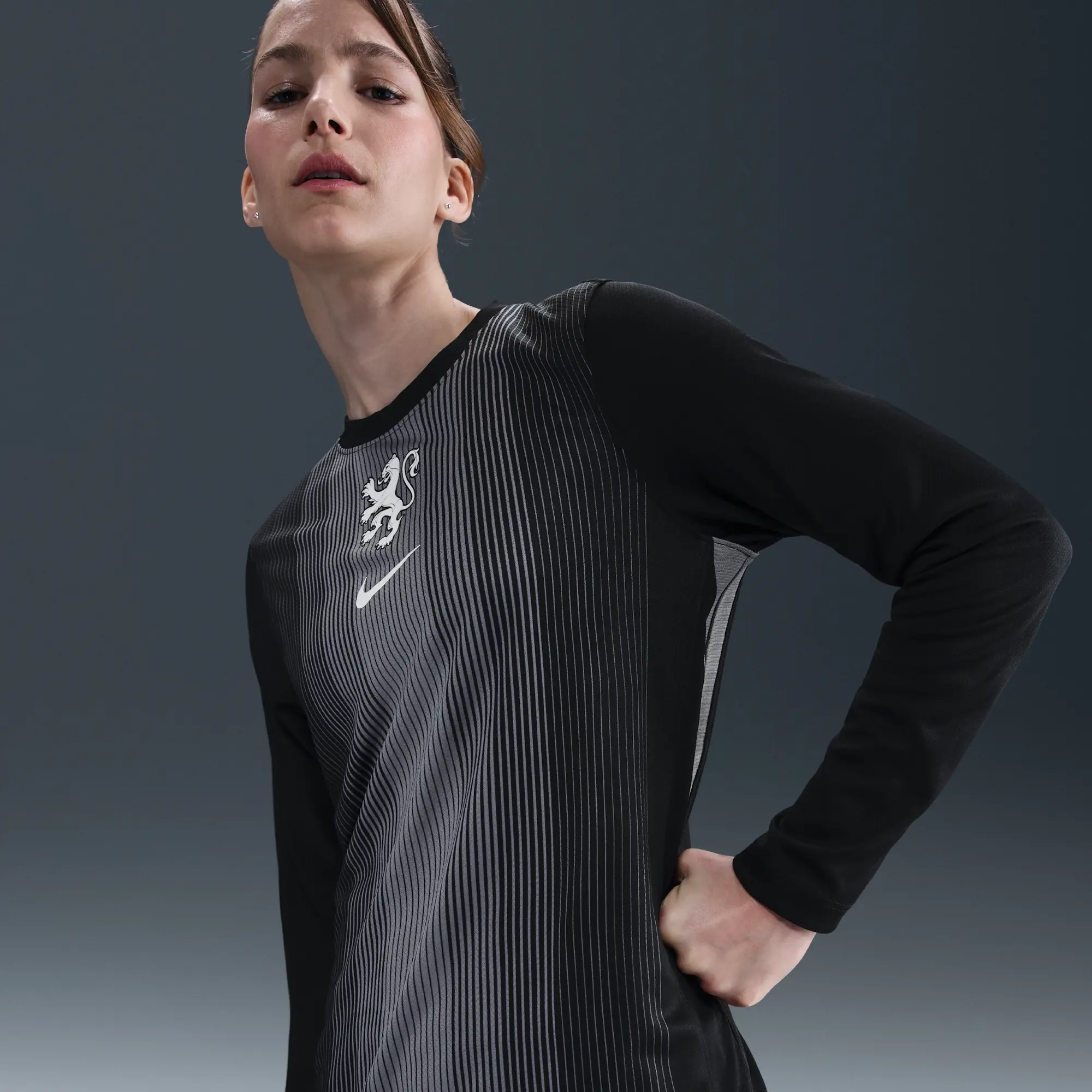 Netherlands 2025/26 Stadium Goalkeeper Women's Nike Dri-FIT Football Replica Long-Sleeve Shirt - Black - Recycled Polyester
