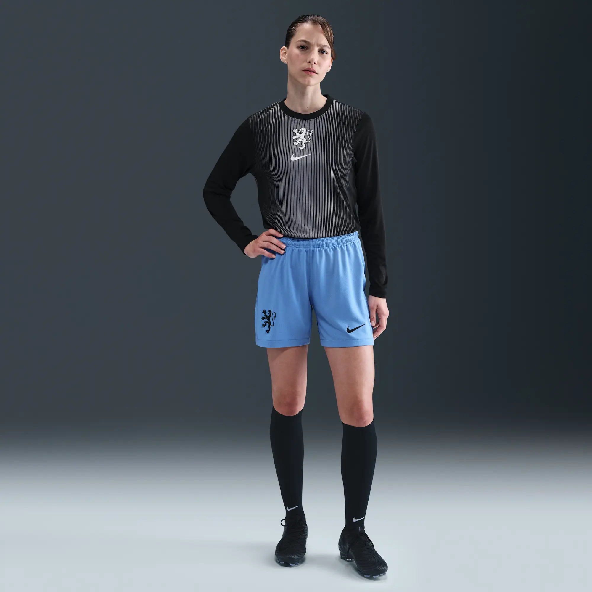 Netherlands 2025/26 Stadium Goalkeeper Women's Nike Dri-FIT Football Replica Long-Sleeve Shirt - Black - Recycled Polyester