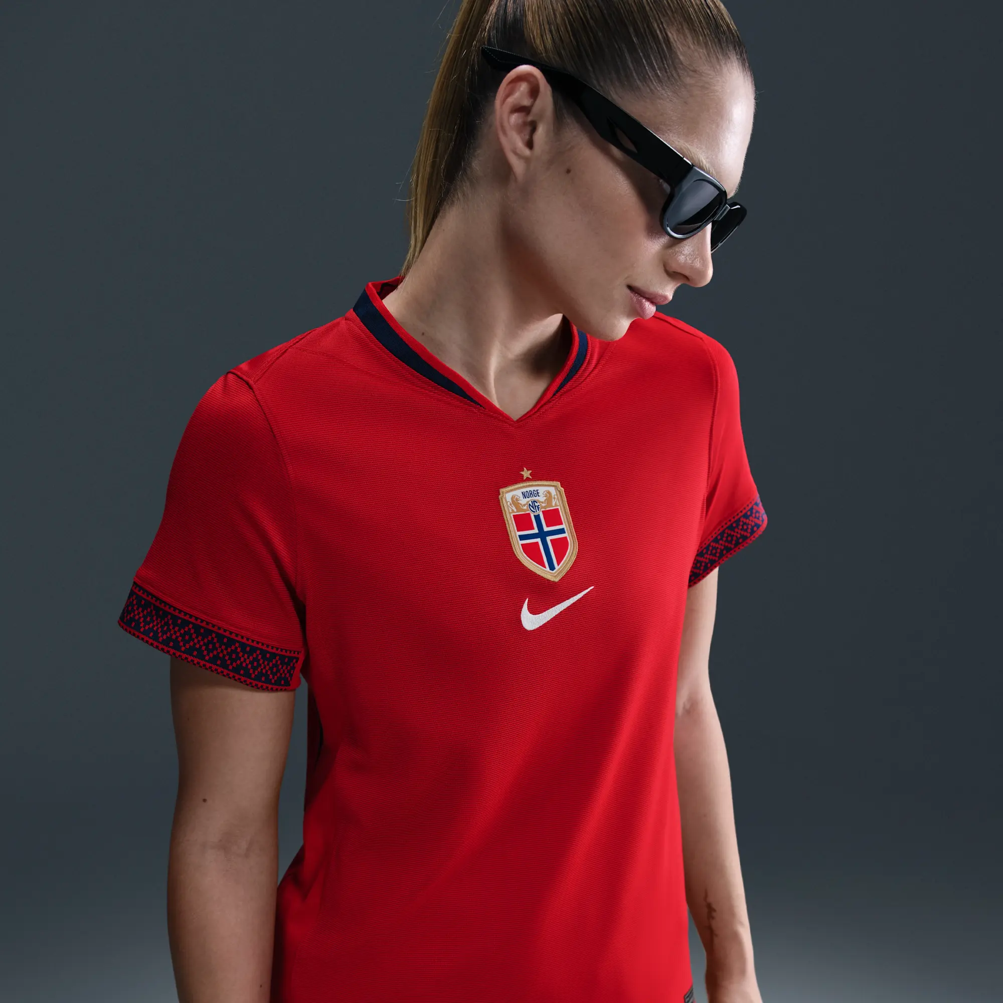 Norway 2025 Stadium Home (Women's Team) Women's Nike Dri-FIT Soccer Replica Jersey - Red - Polyester