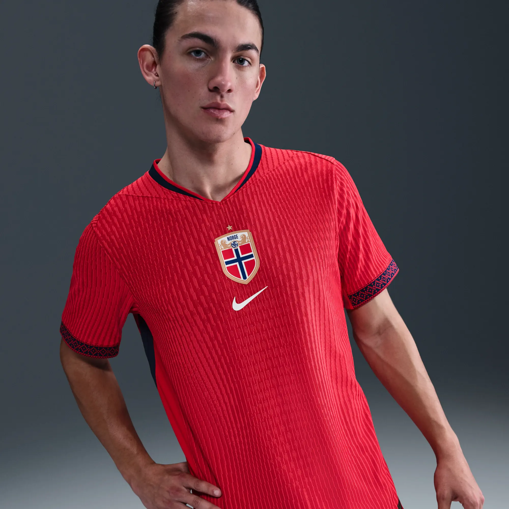 Norway 2025 Match Home (Women's Team) Men's Nike Dri-FIT ADV Football Authentic Shirt - Red - Polyester