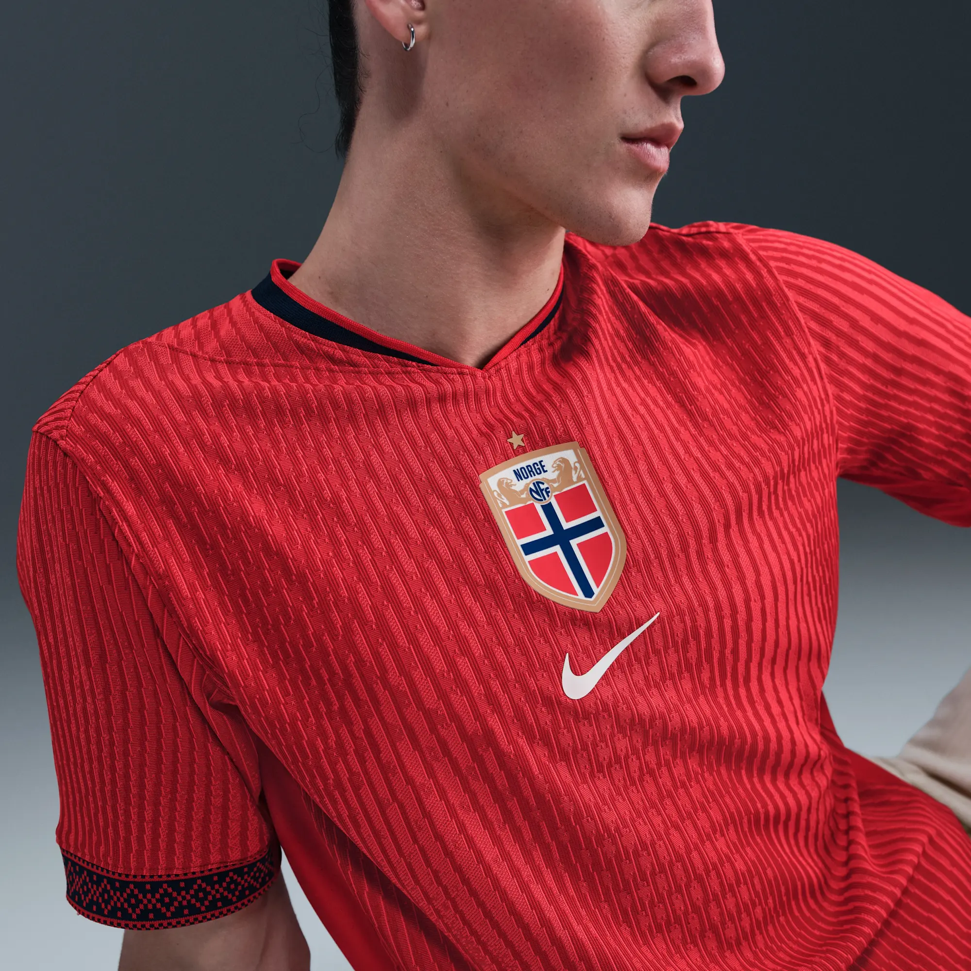 Norway 2025 Match Home (Women's Team) Men's Nike Dri-FIT ADV Football Authentic Shirt - Red - Polyester