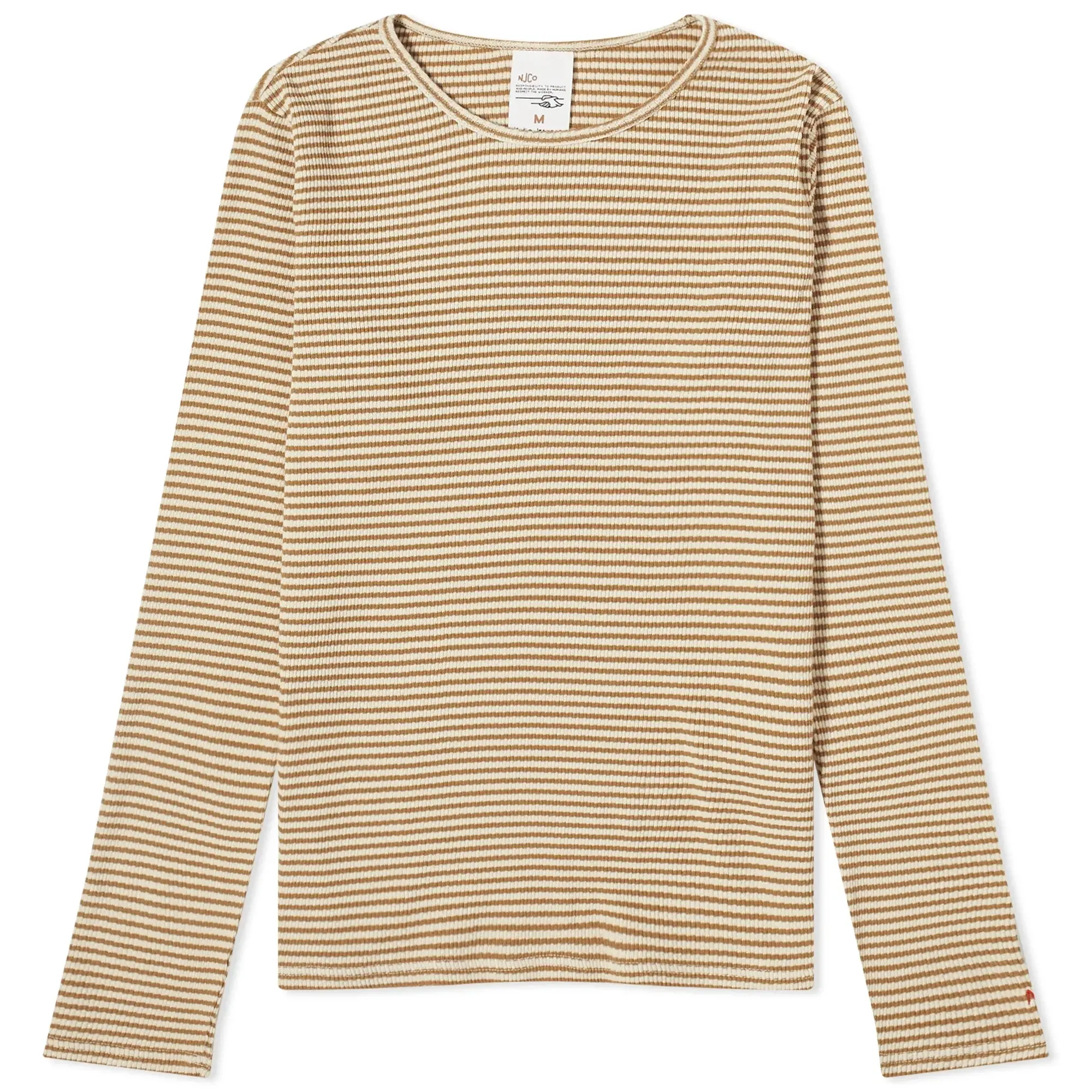 Nudie Striped Rib Top Brown/Off White