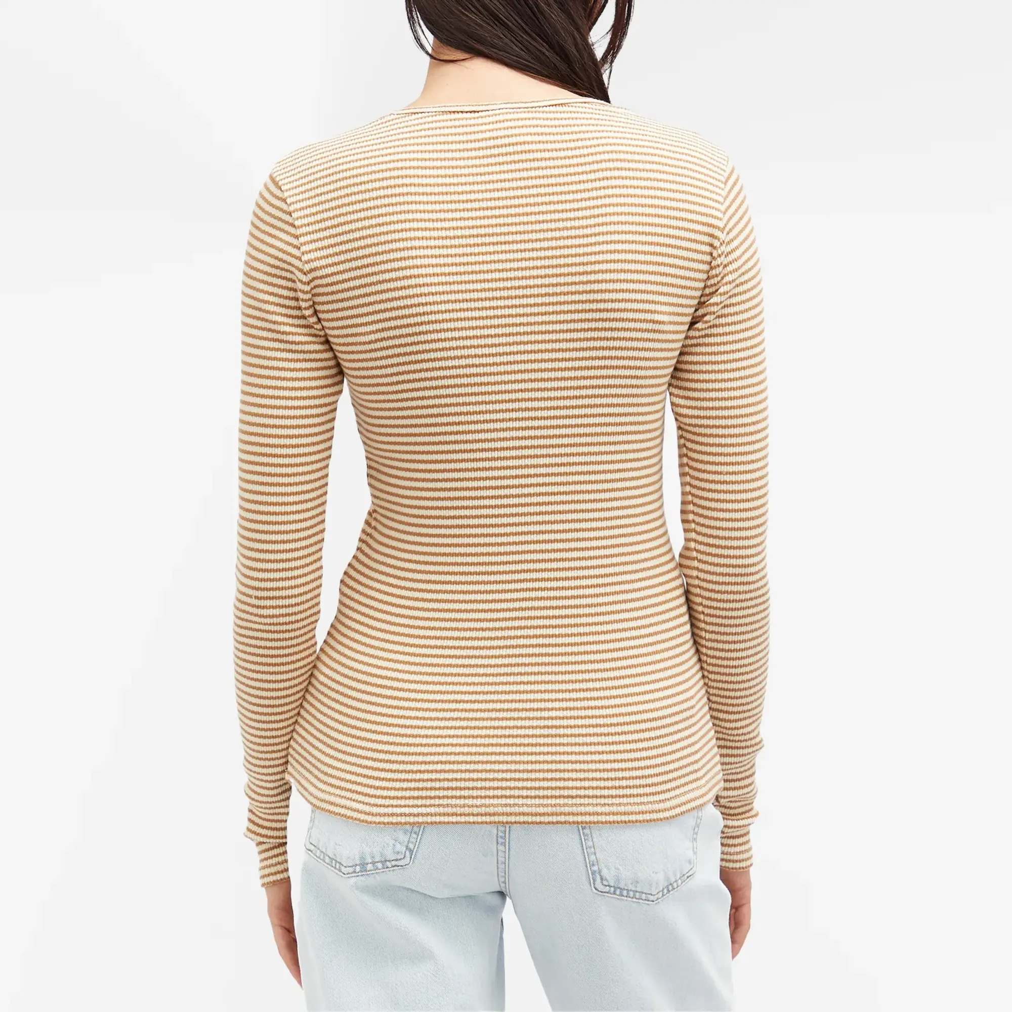 Nudie Striped Rib Top Brown/Off White