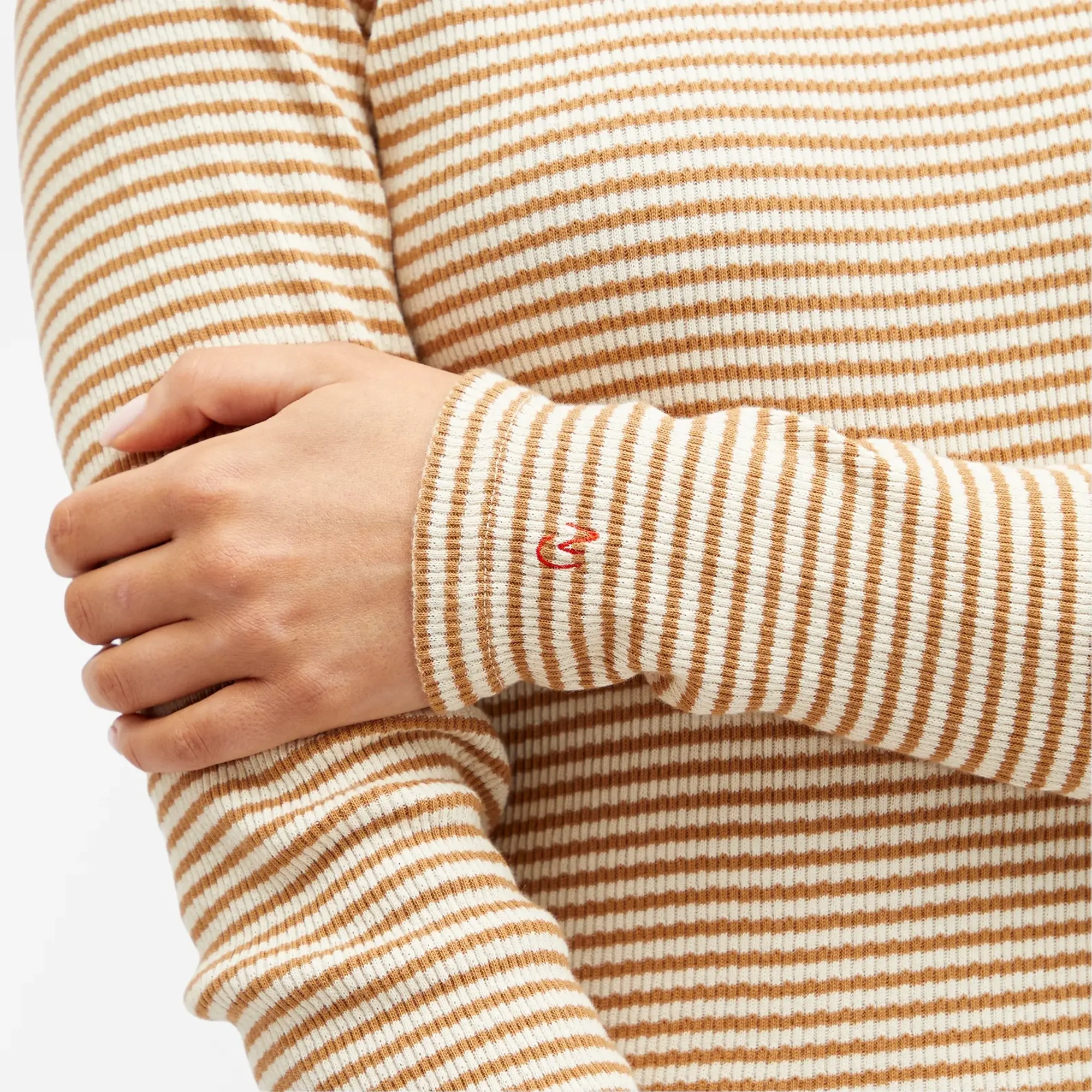 Nudie Striped Rib Top Brown/Off White