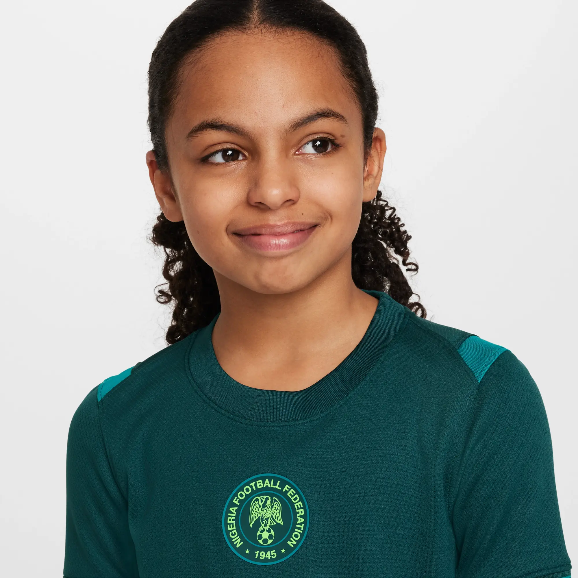 Nigeria 2025 Stadium Home (Women's Team) Older Kids' Nike Dri-FIT Football Replica Shirt - Blue - Polyester