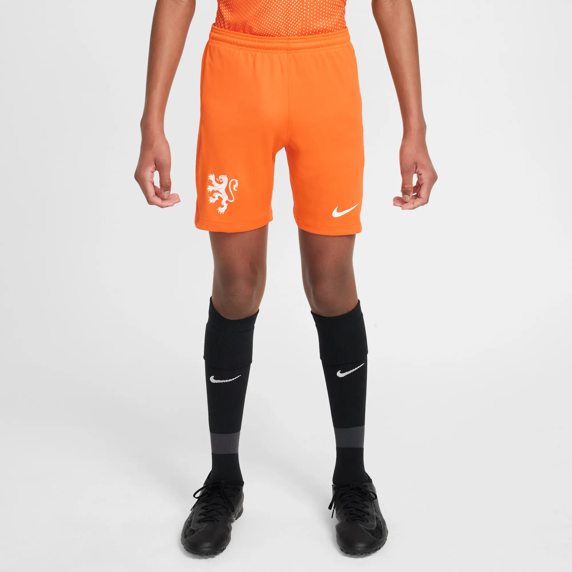 Netherlands 2025/26 Stadium Home Older Kids' Nike Dri-FIT Football Replica Shorts - Orange - Polyester