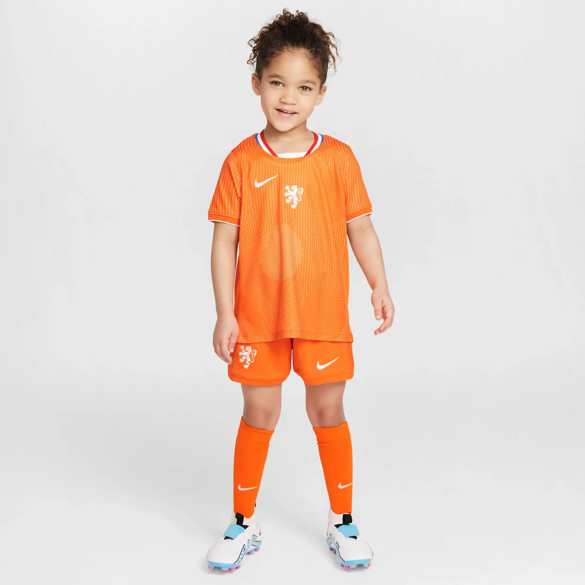 Netherlands 2025/26 Stadium Home Little Kids' Nike Soccer Replica 3-Piece Kit - Orange - Polyester