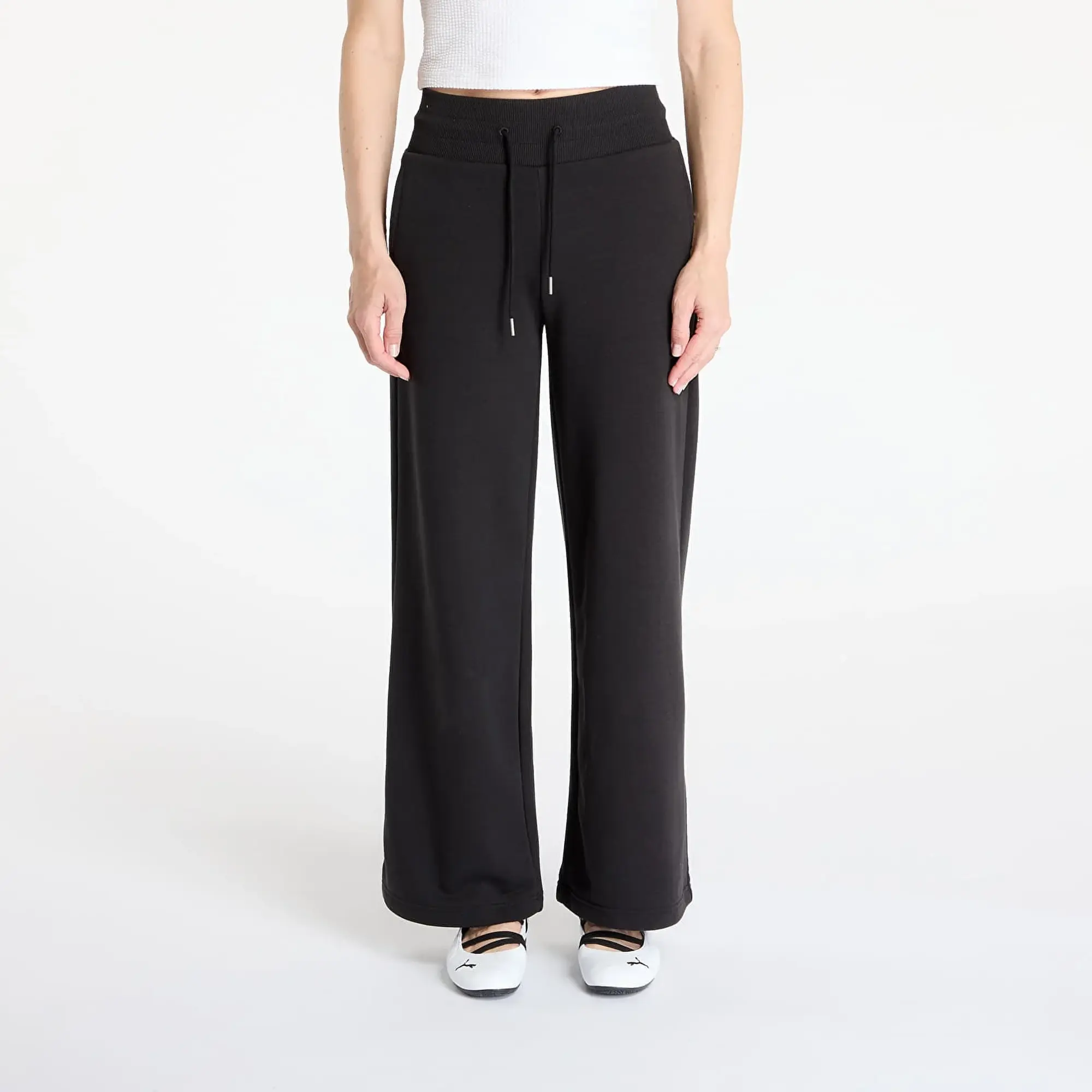 PUMA Wardrobe Essentials Relaxed Wide Leg Sweatpants Women, Black