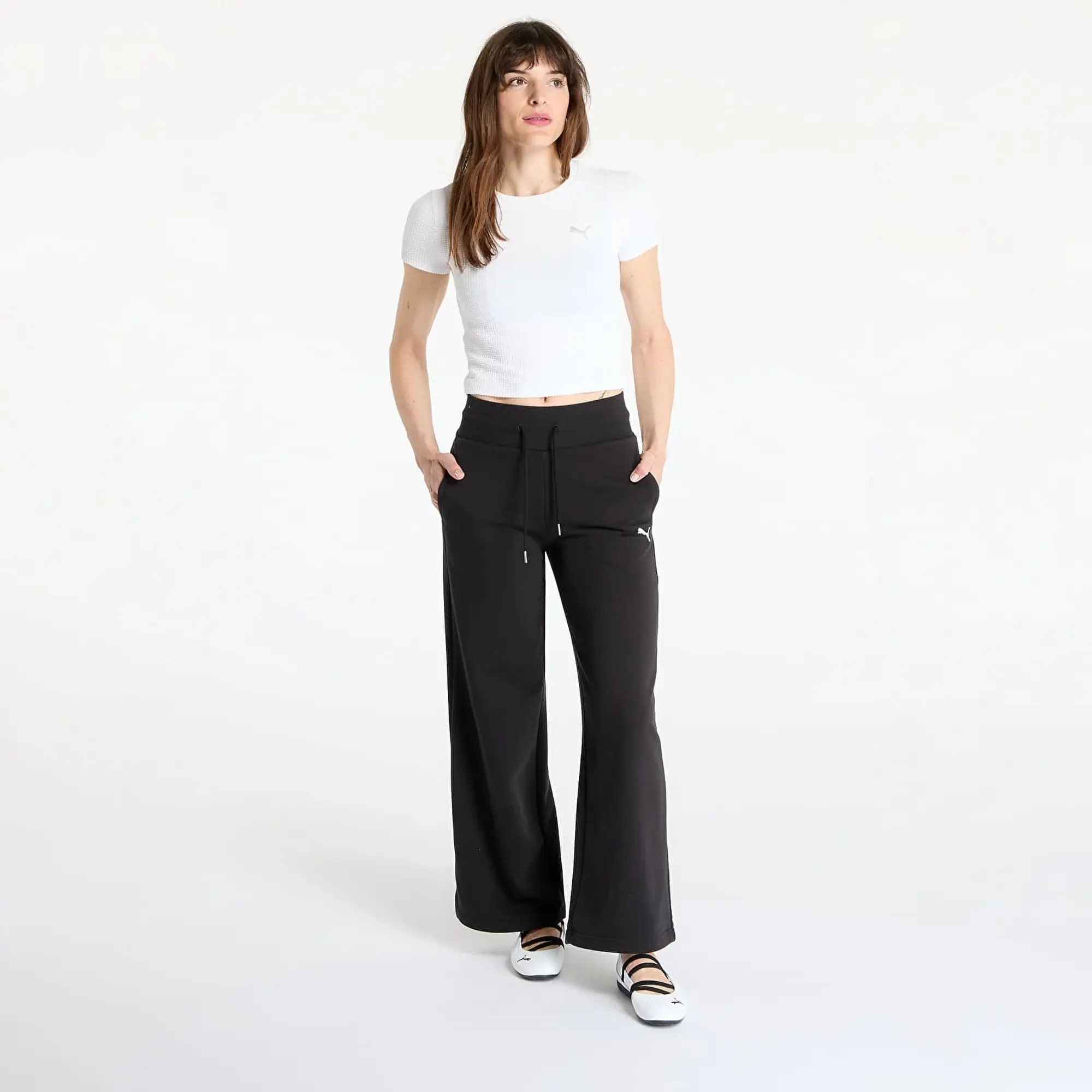 PUMA Wardrobe Essentials Relaxed Wide Leg Sweatpants Women, Black