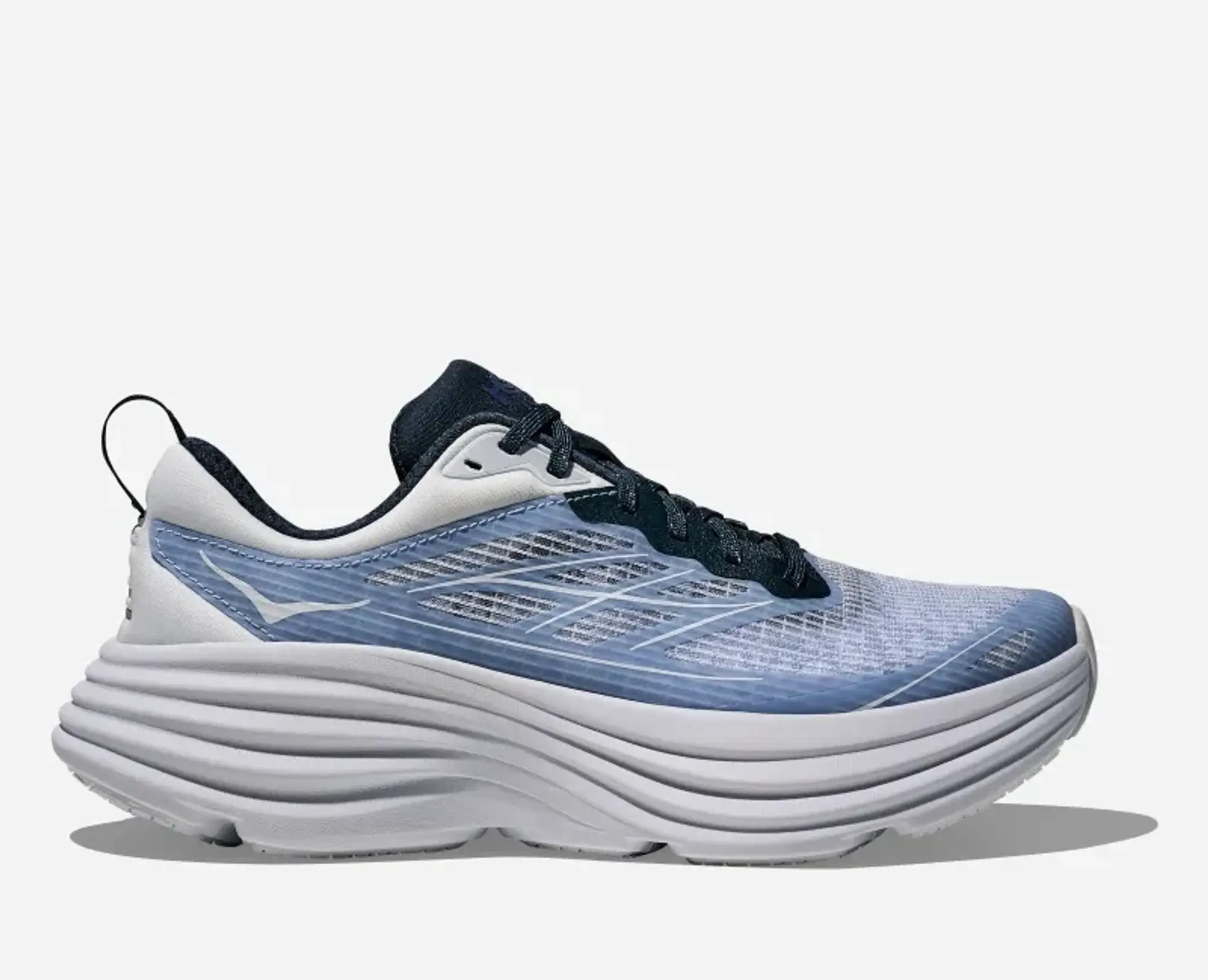 Hoka Stealth/Tech Bondi 8 Caged Lifestyle Shoes In Sea Ice/Grape Agate