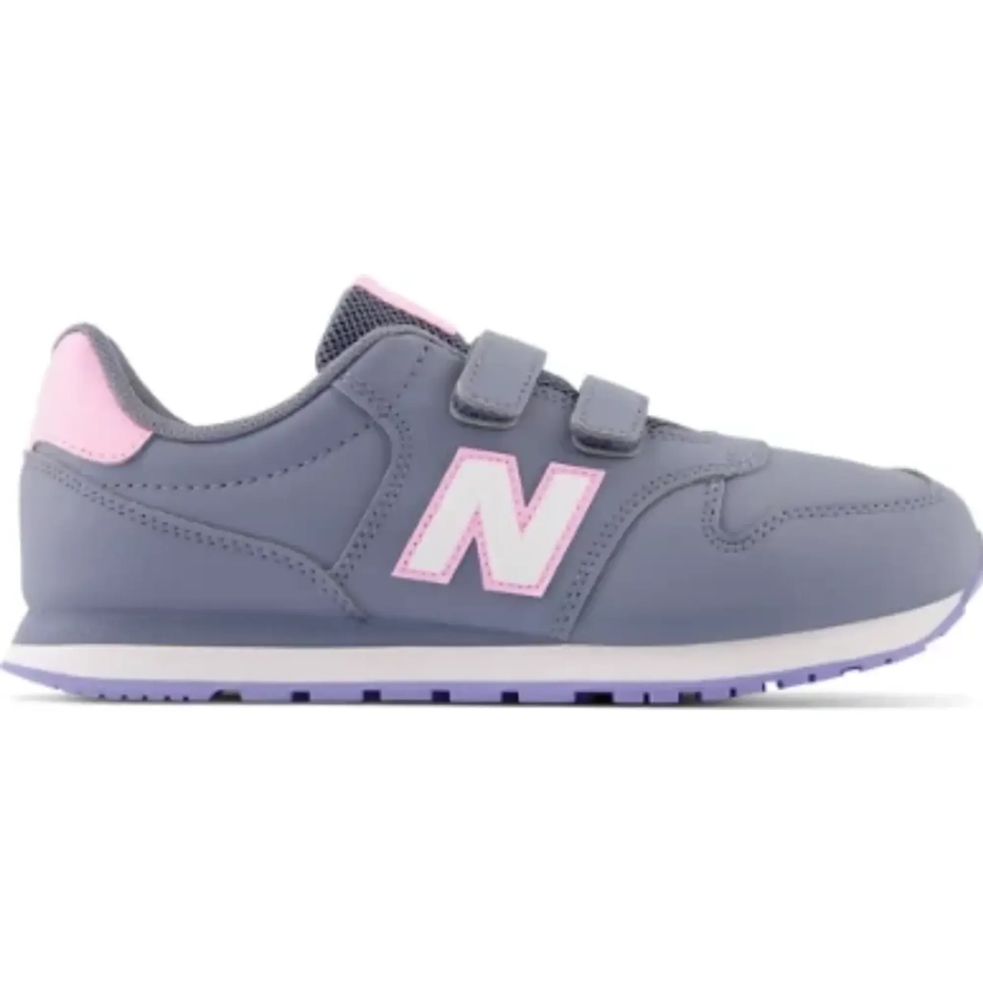 New Balance Kids' 500 Hook & Loop in Grey/Pink Synthetic
