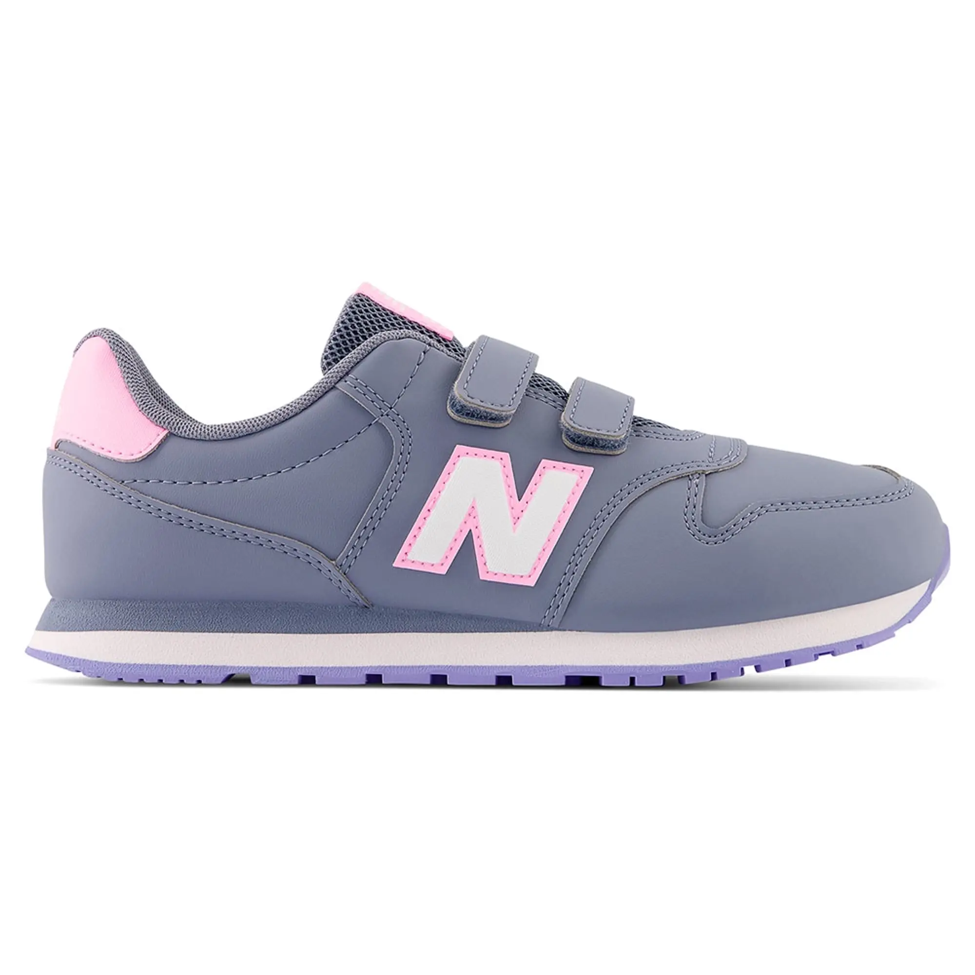 New Balance Kids' 500 Hook & Loop in Grey/Pink Synthetic