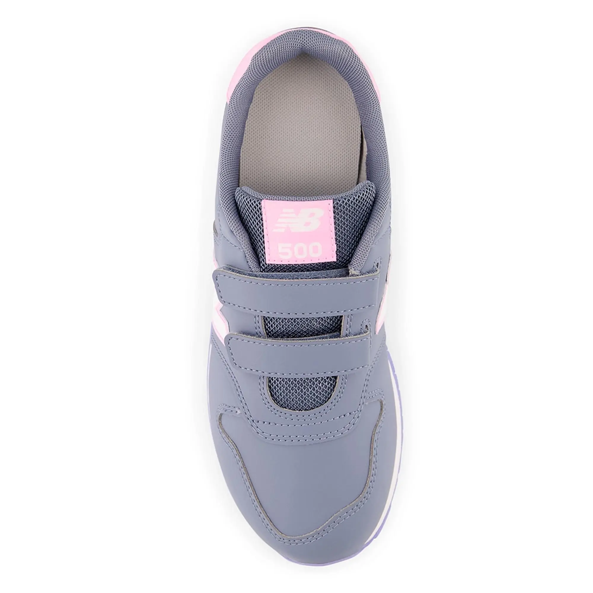 New Balance Kids' 500 Hook & Loop in Grey/Pink Synthetic