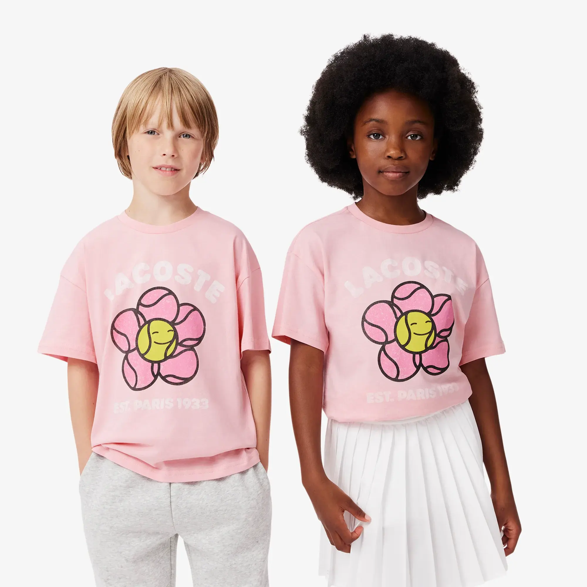 Lacoste Vintage Flower Print Cotton T-shirt - Pink