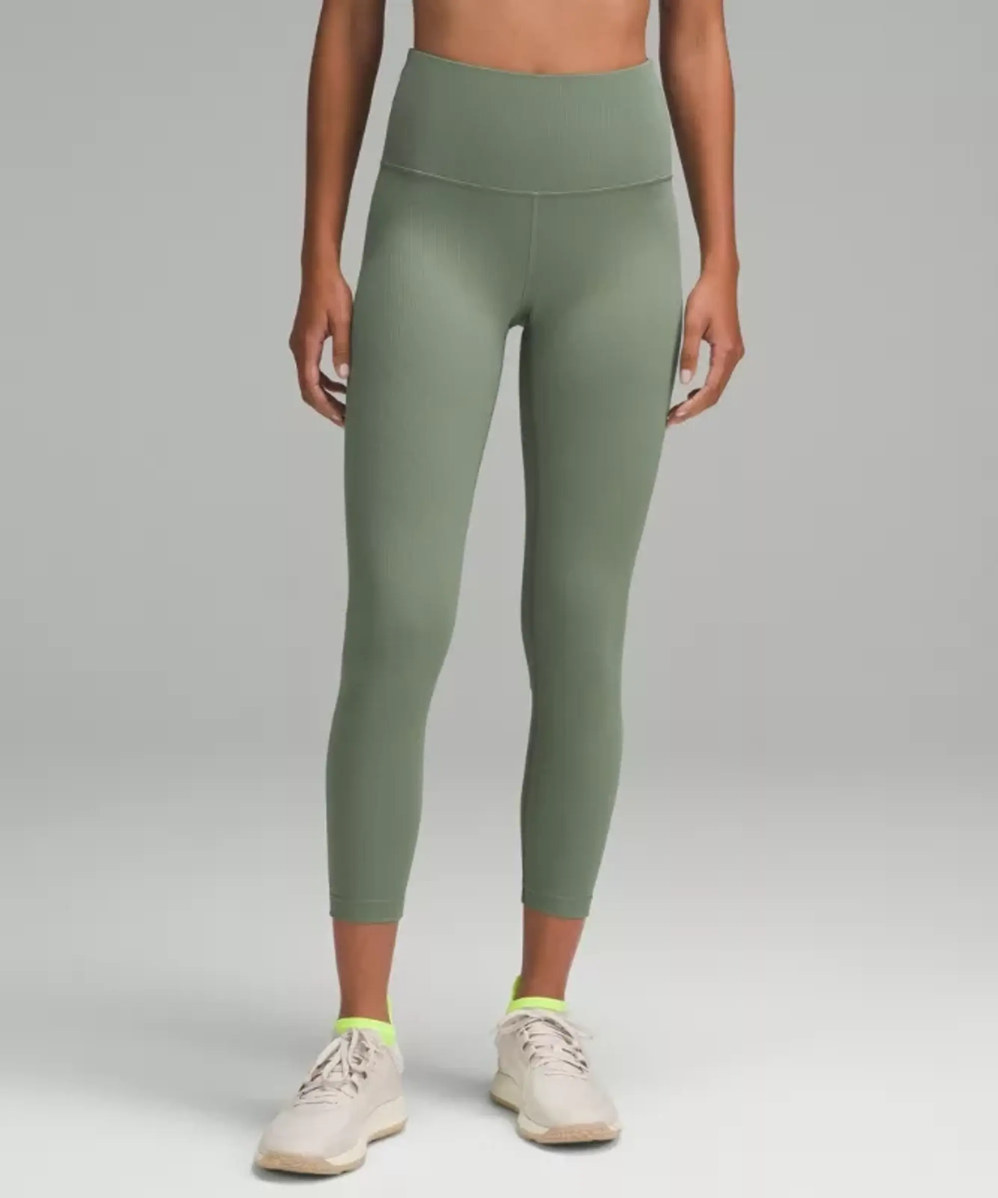 lululemon – Women's Wunder Train High-Rise Ribbed Tight Leggings – 25" – Color Grey/Green/Pastel – Size 10