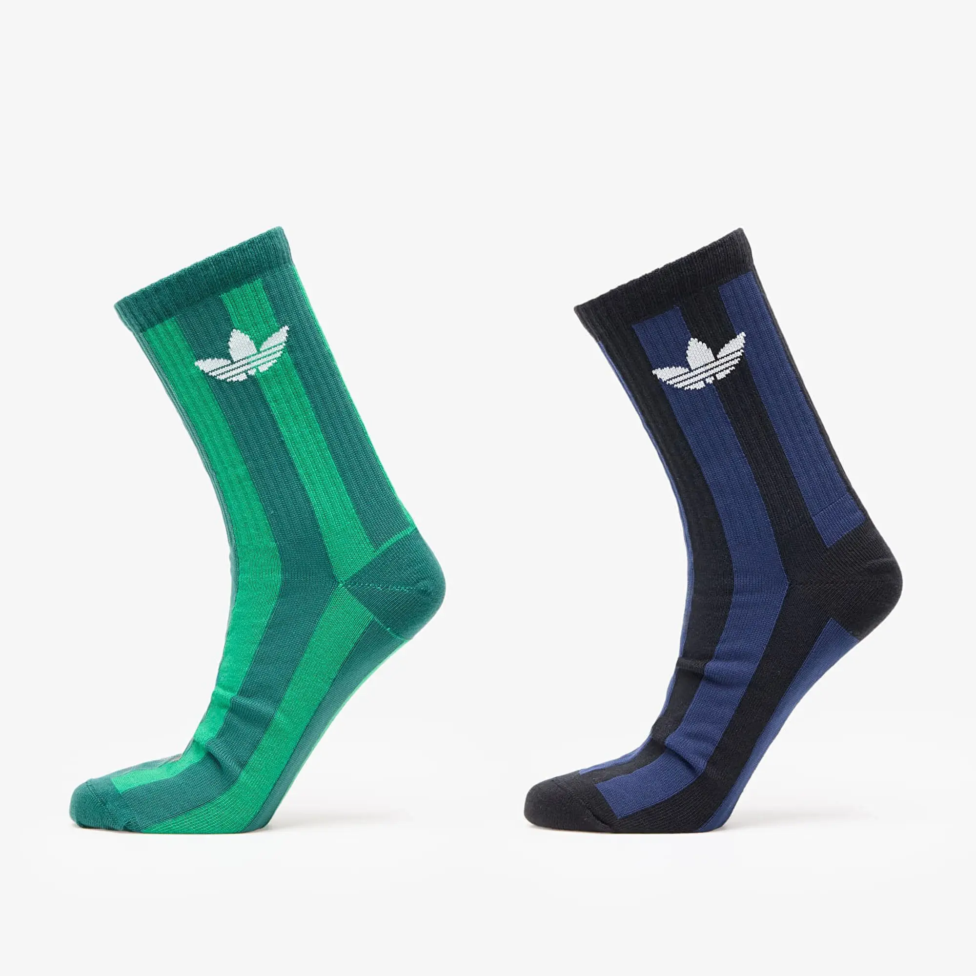 Adidas Striped Crew Socks 2-Pack Green/ Aurivy/ Off White M