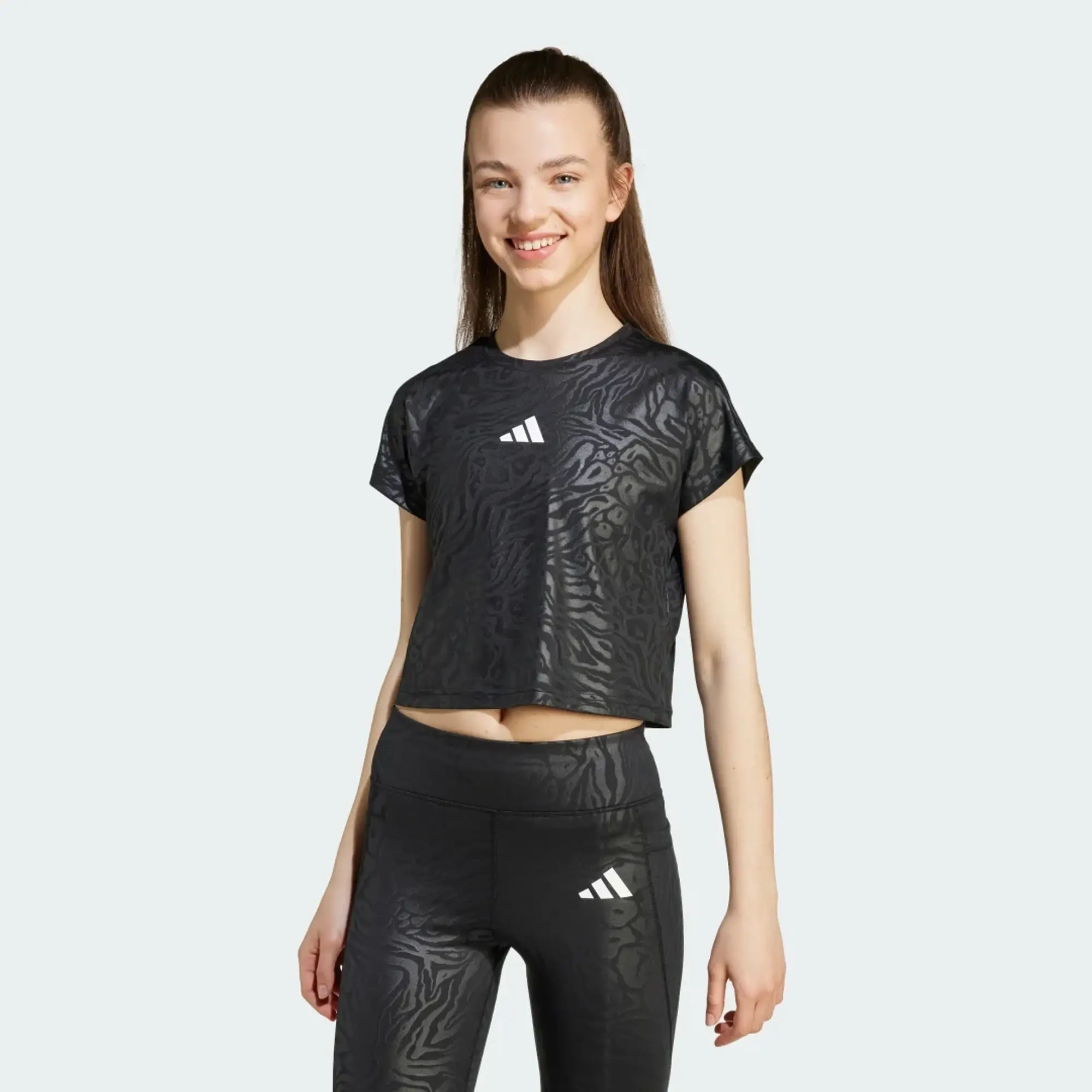 adidas All Sports Animal Print Crop T-Shirt Kids