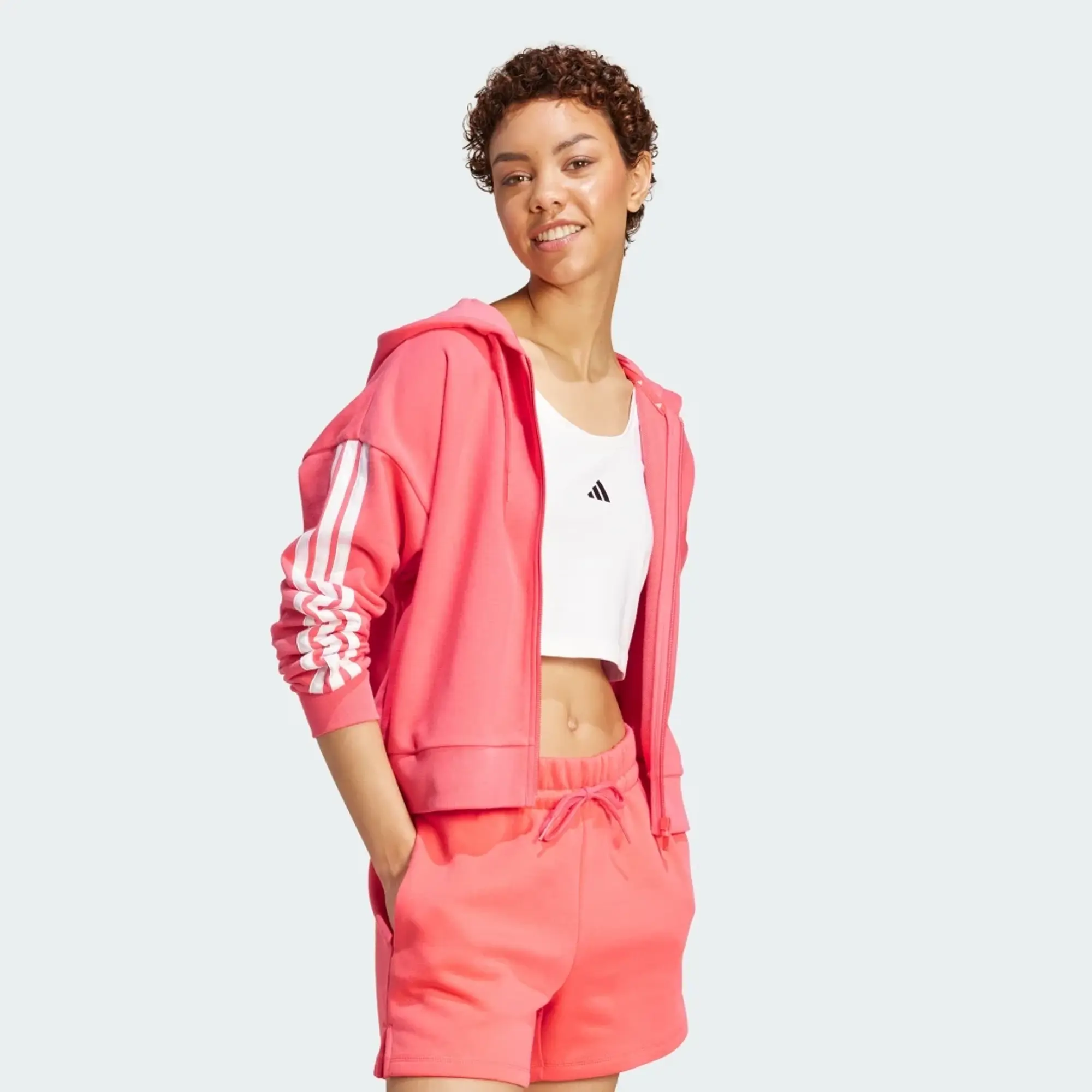 adidas Essentials 3-Stripes French Terry Full-Zip Hoodie