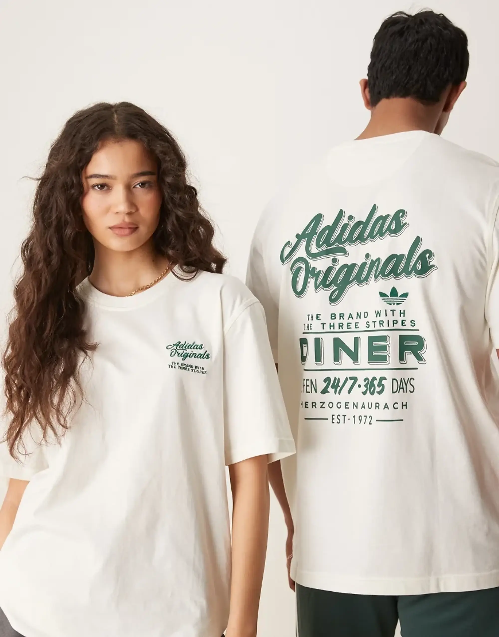 Adidas Originals Diner Graphic Unisex T-Shirt In Cream-White