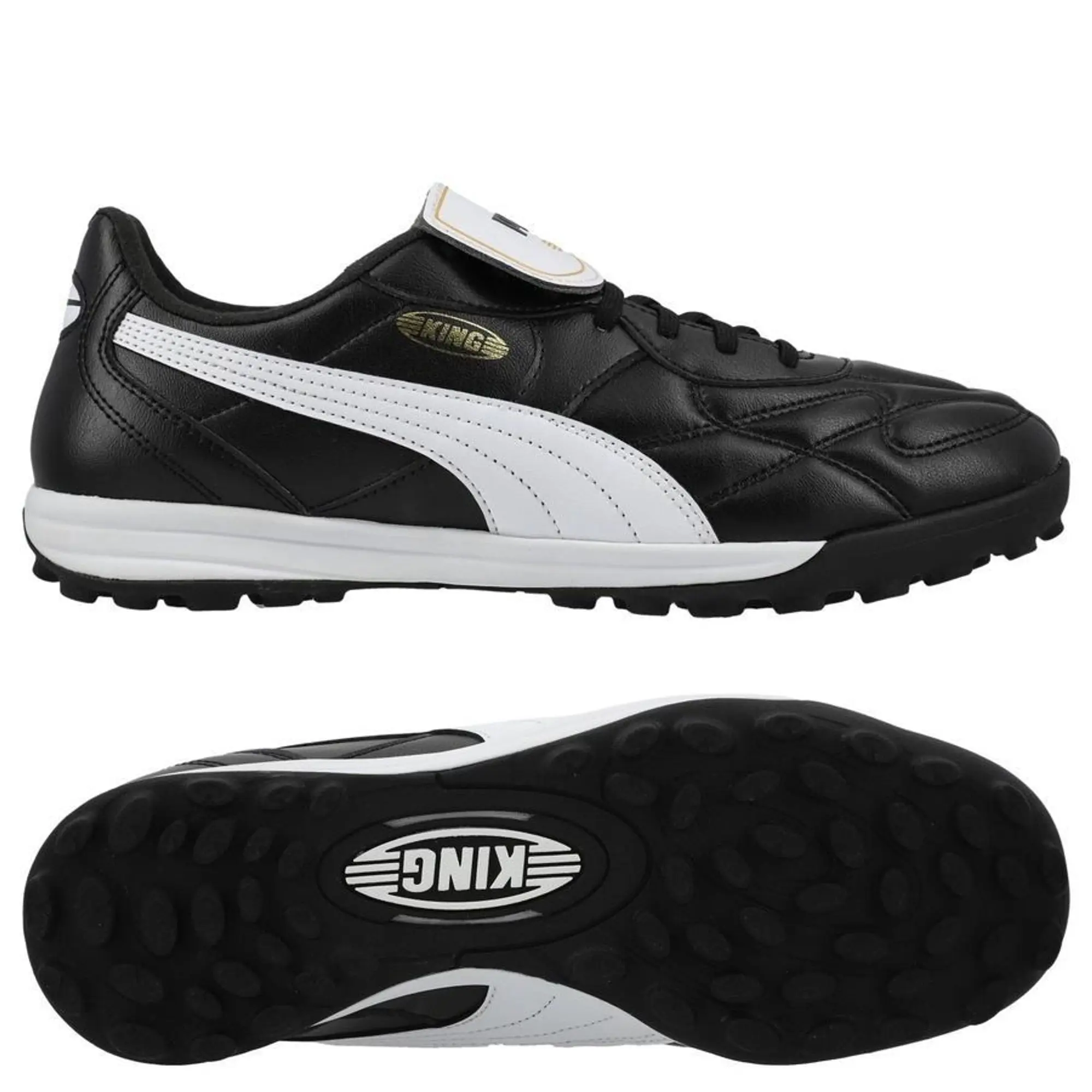 PUMA King Top TT Football Boots Unisex, Black/White/Gold