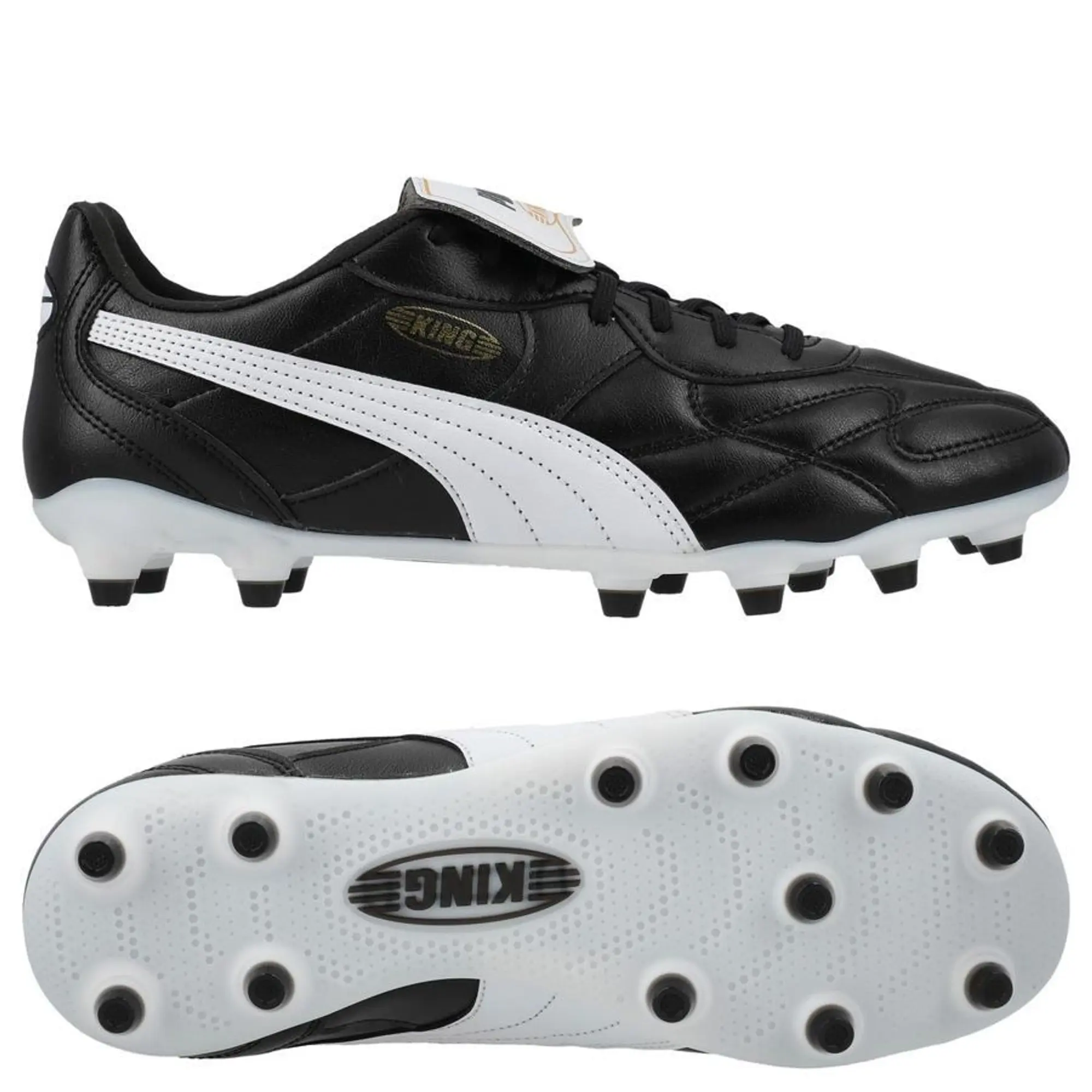 PUMA King Top FG/AG Football Boots Unisex, Black/White/Gold