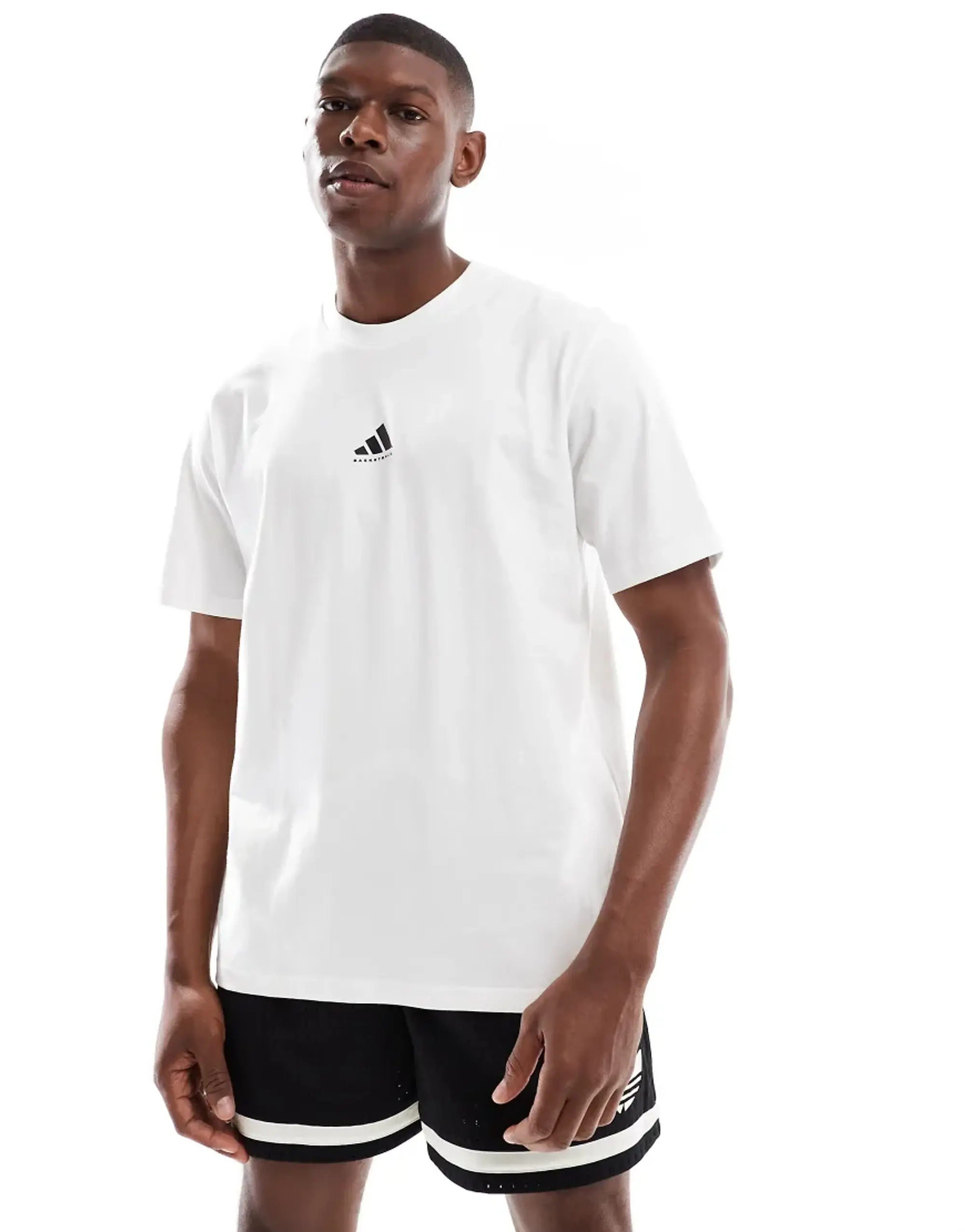 Adidas Performance Adidas Basketball Graphic Tee In White / Black