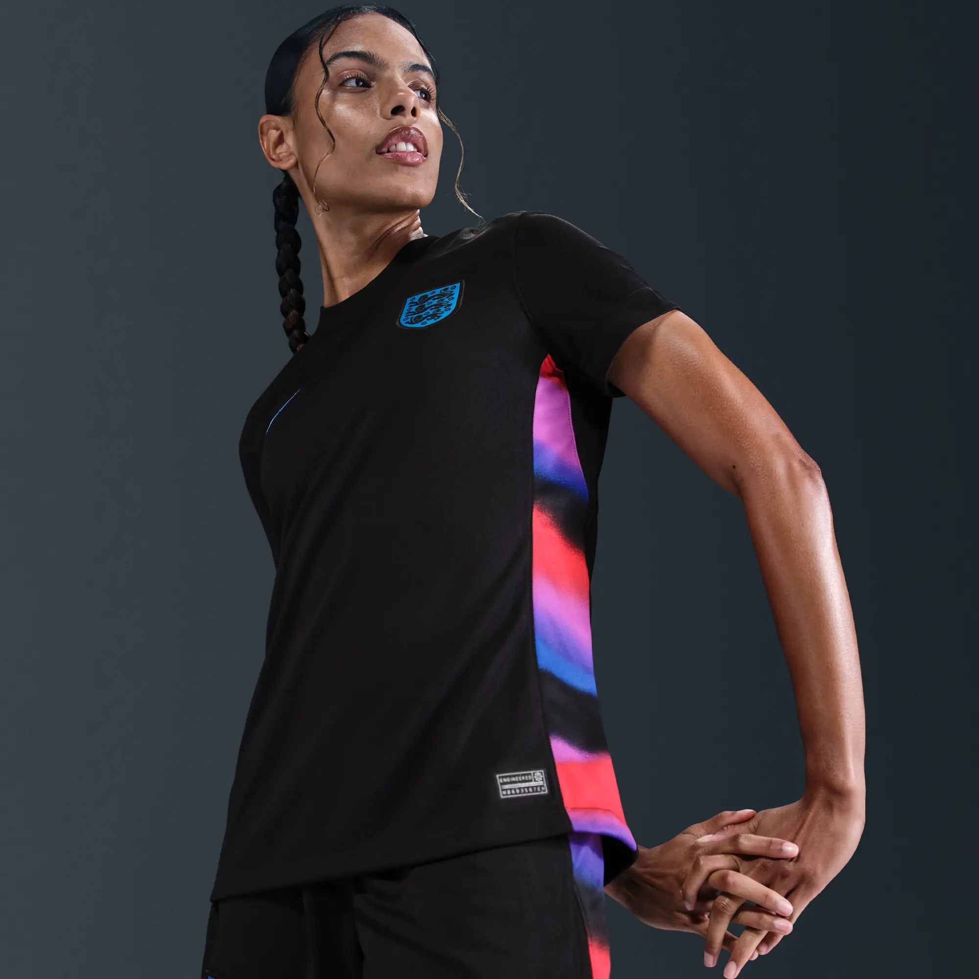 England 2025 Stadium Away (Women's Team) Women's Nike Dri-FIT Soccer Replica Jersey - Black - Polyester