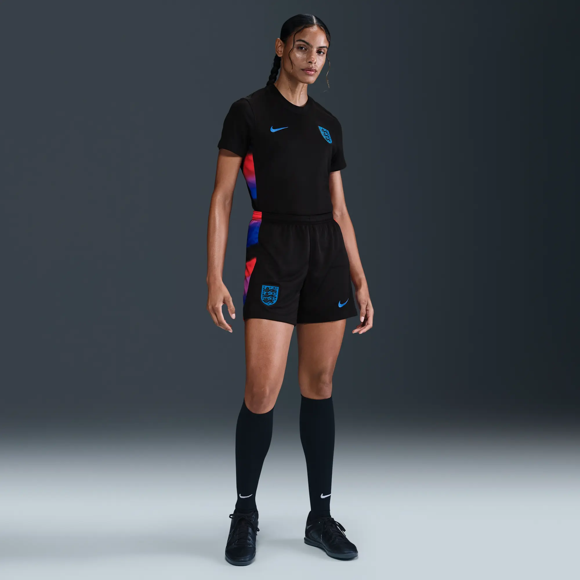 England 2025/26 Stadium Away Women's Nike Dri-FIT Football Replica Shorts - Black - Polyester