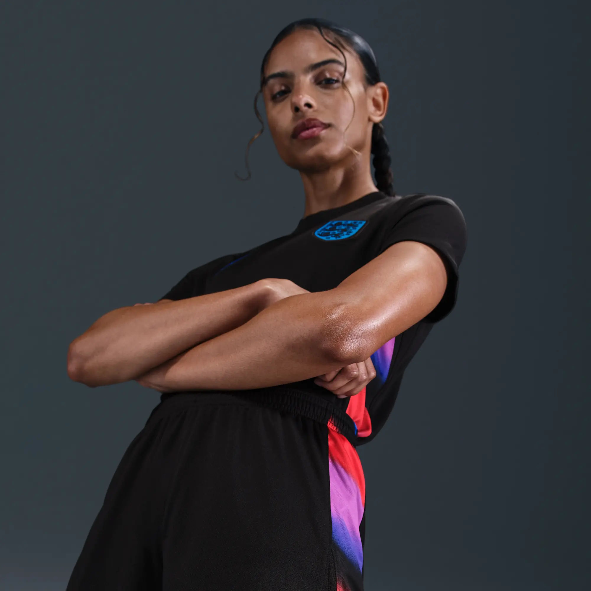 England 2025/26 Stadium Away Women's Nike Dri-FIT Football Replica Shorts - Black - Polyester