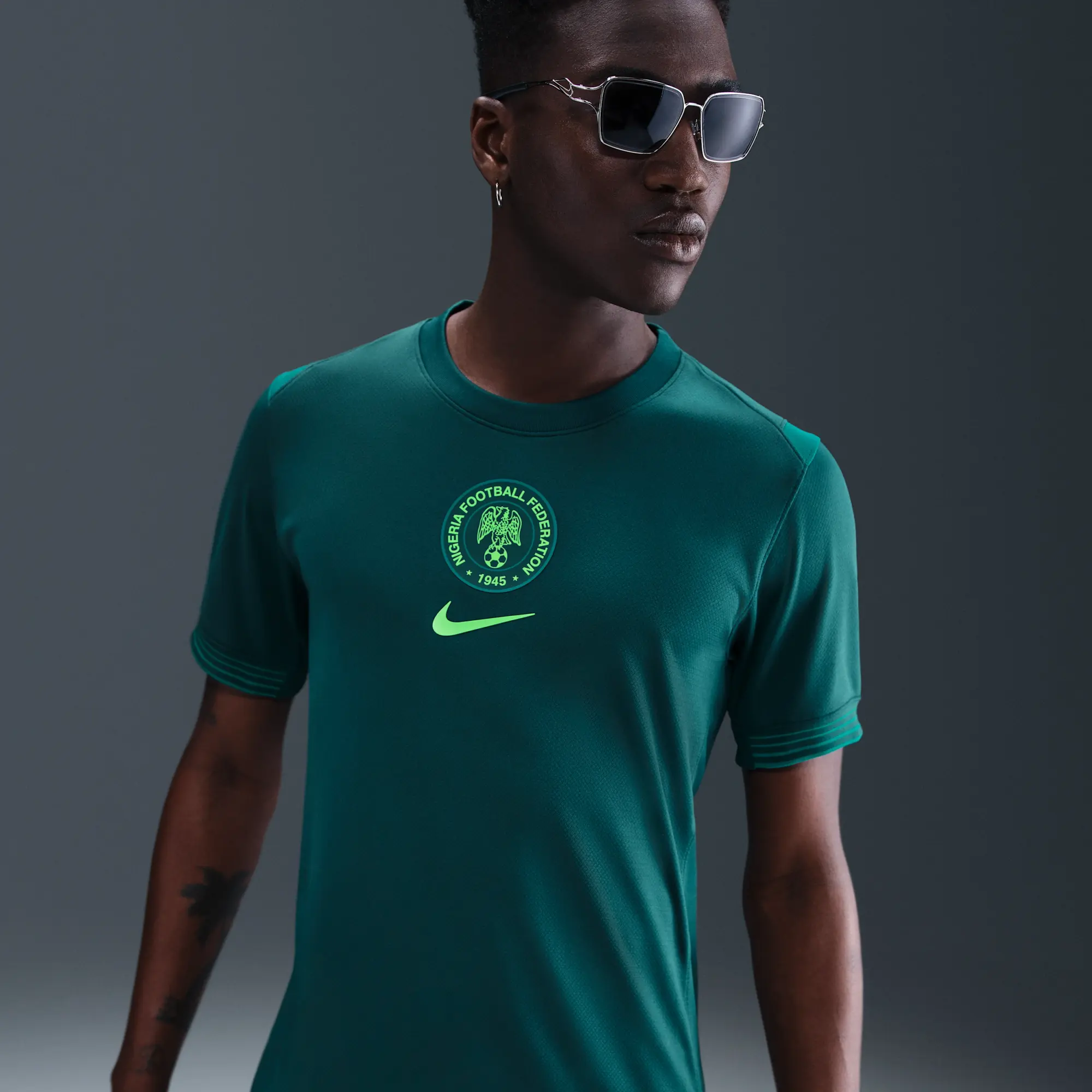 Nigeria 2025 Stadium Home (Women's Team) Men's Nike Dri-FIT Soccer Replica Jersey - Blue - Polyester