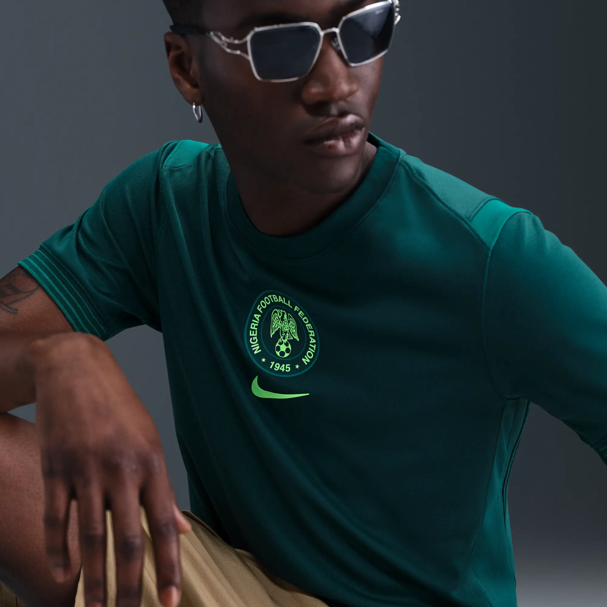 Nigeria 2025 Stadium Home (Women's Team) Men's Nike Dri-FIT Soccer Replica Jersey - Blue - Polyester