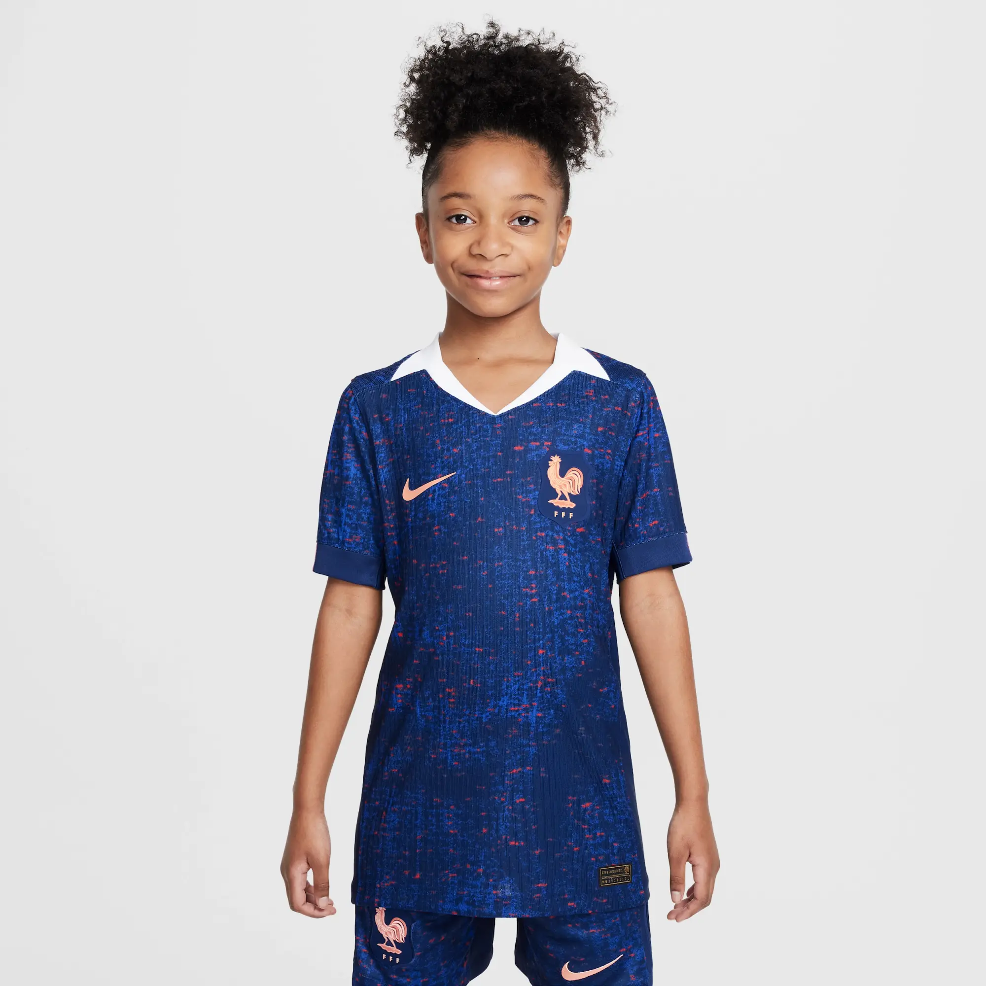 FFF 2025 Match Home (Women's Team) Big Kids' Nike Dri-FIT ADV Soccer Authentic Jersey - Blue - Polyester
