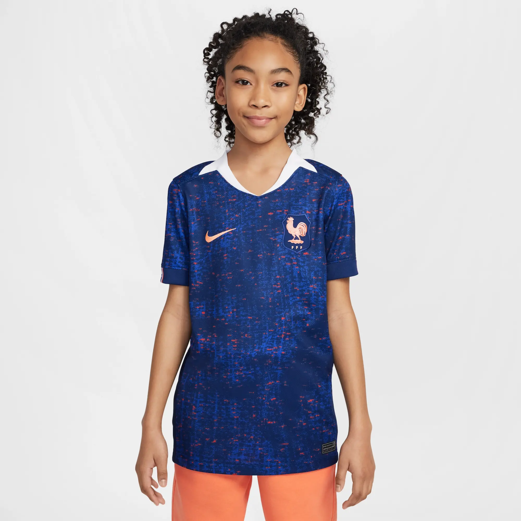 FFF 2025 Stadium Home (Women's Team) Big Kids' Nike Dri-FIT Soccer Replica Jersey - Blue - Polyester
