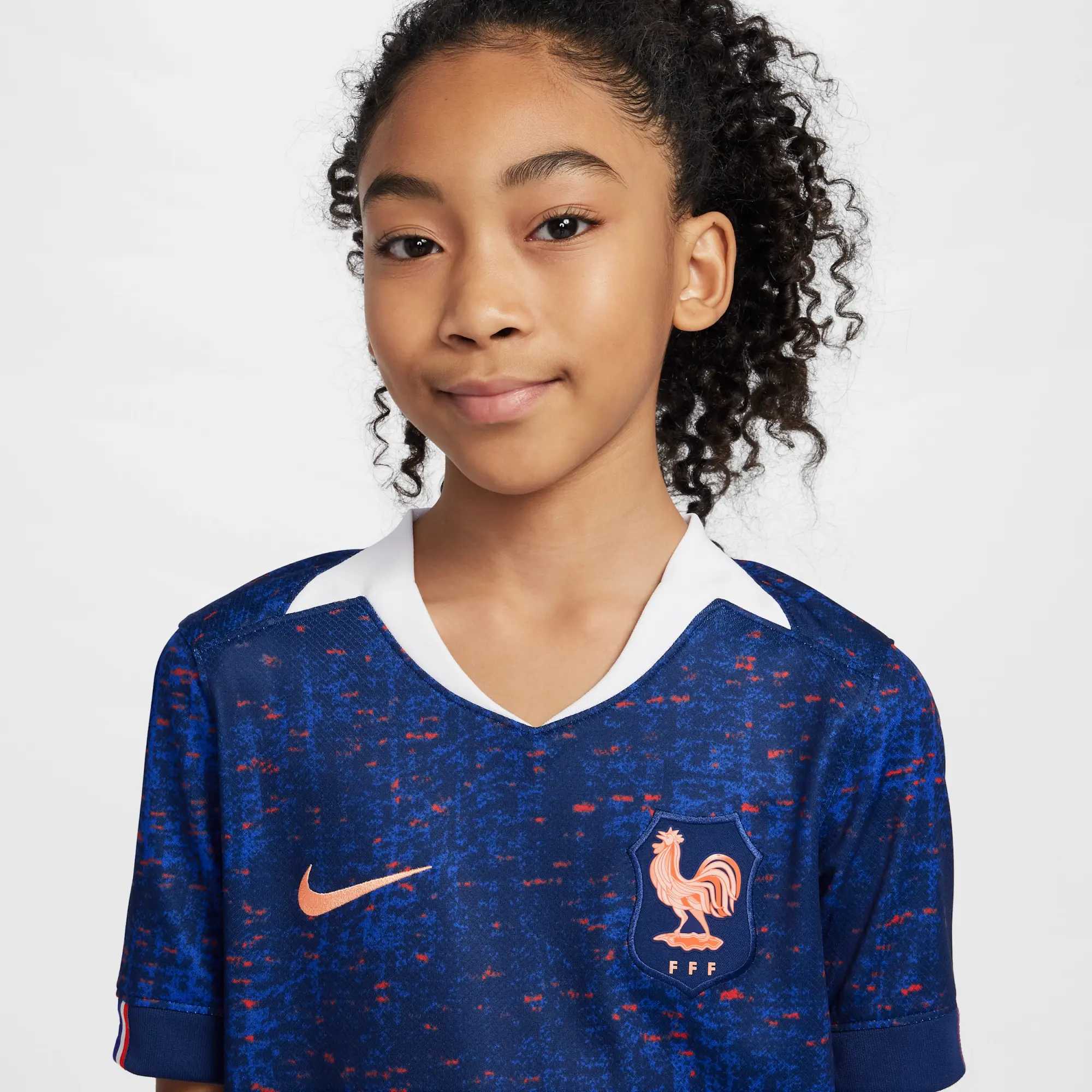 FFF 2025 Stadium Home (Women's Team) Big Kids' Nike Dri-FIT Soccer Replica Jersey - Blue - Polyester